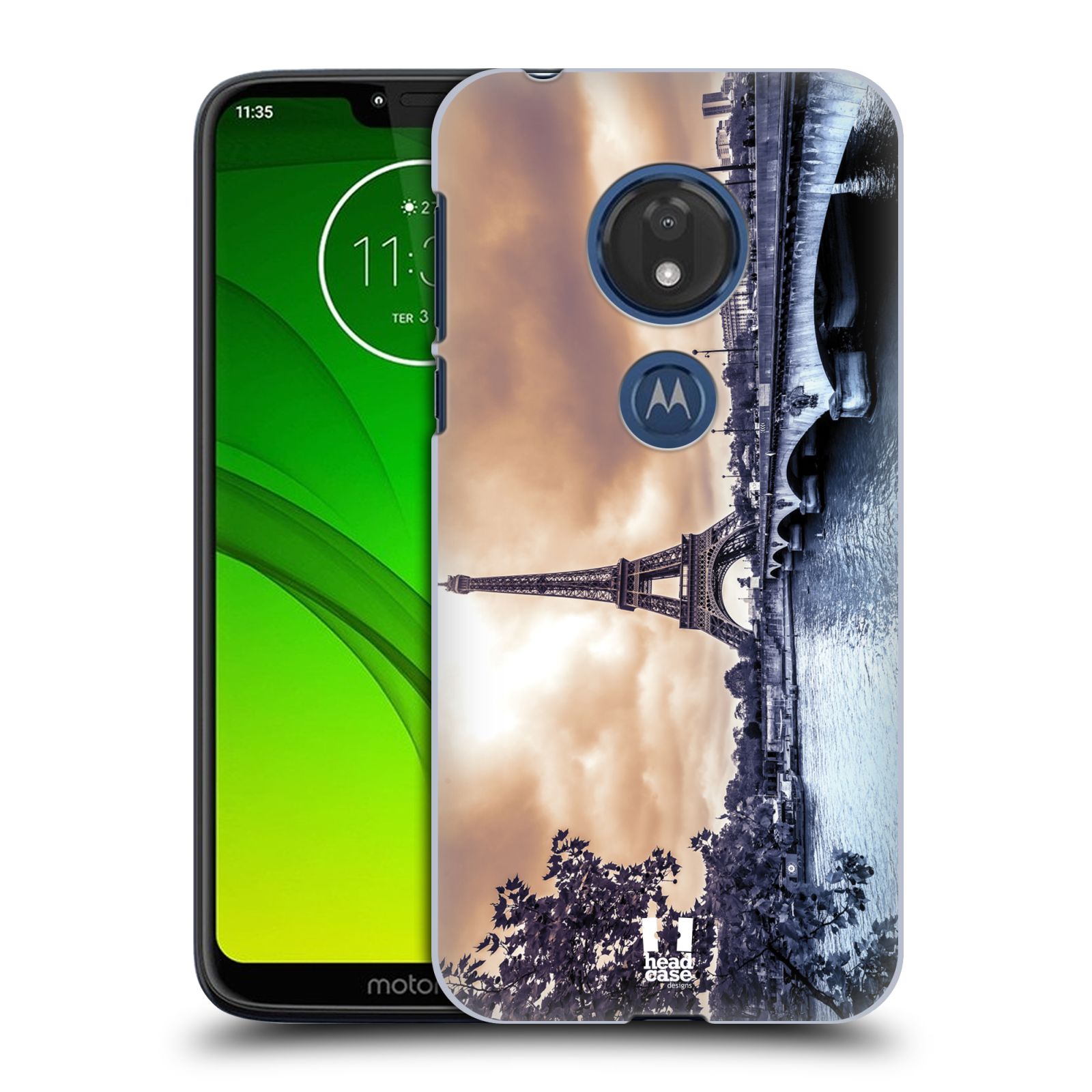 Pouzdro na mobil Motorola Moto G7 Play vzor Panoramata měst horizontální foto DEŠTIVÝ DEN V PAŘÍŽI, FRANCIE
