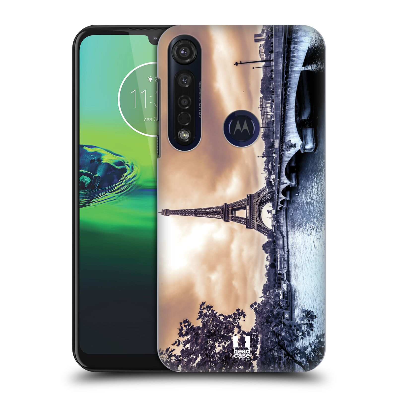Pouzdro na mobil Motorola Moto G8 PLUS - HEAD CASE - vzor Panoramata měst horizontální foto DEŠTIVÝ DEN V PAŘÍŽI, FRANCIE