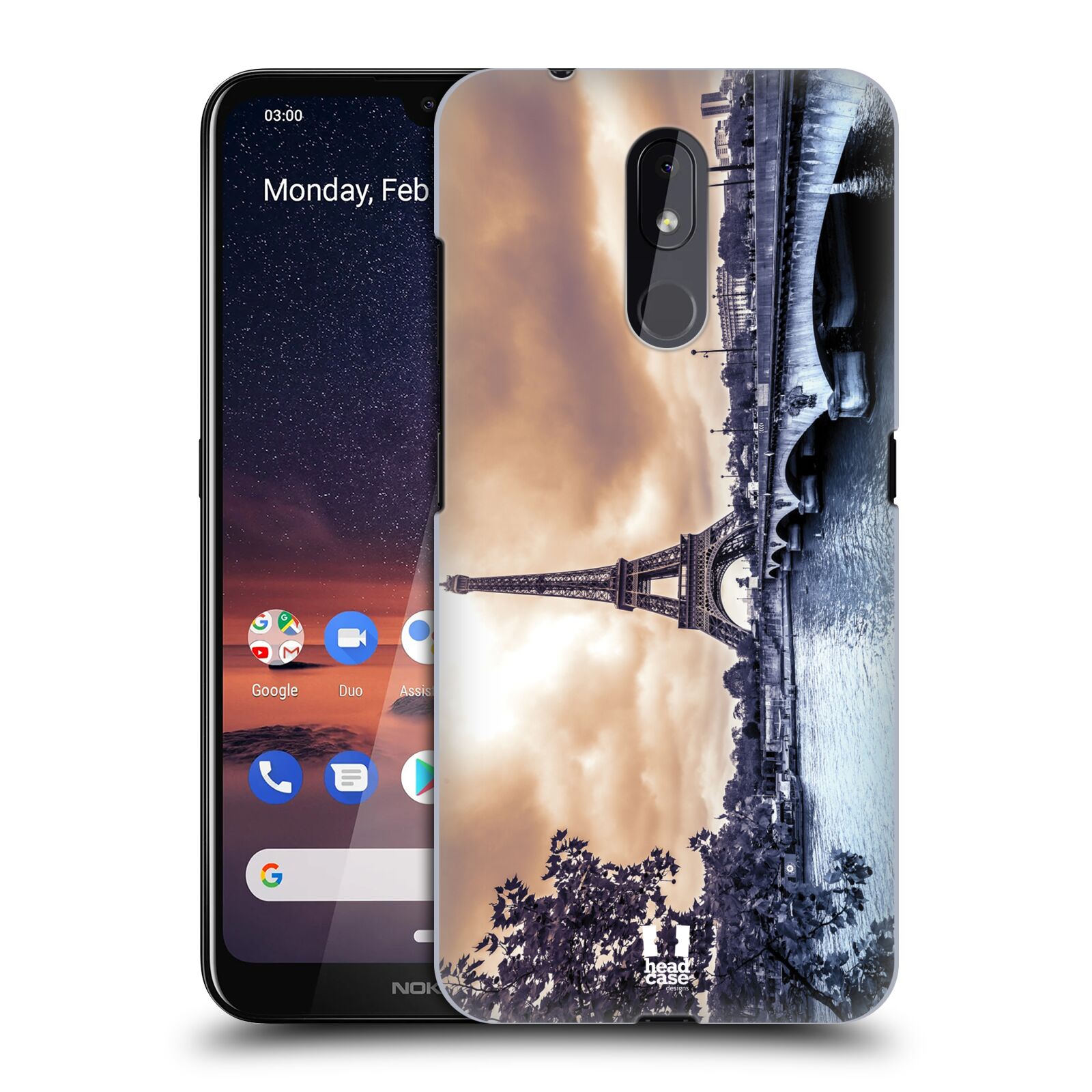 Pouzdro na mobil Nokia 3.2 - HEAD CASE - vzor Panoramata měst horizontální foto DEŠTIVÝ DEN V PAŘÍŽI, FRANCIE