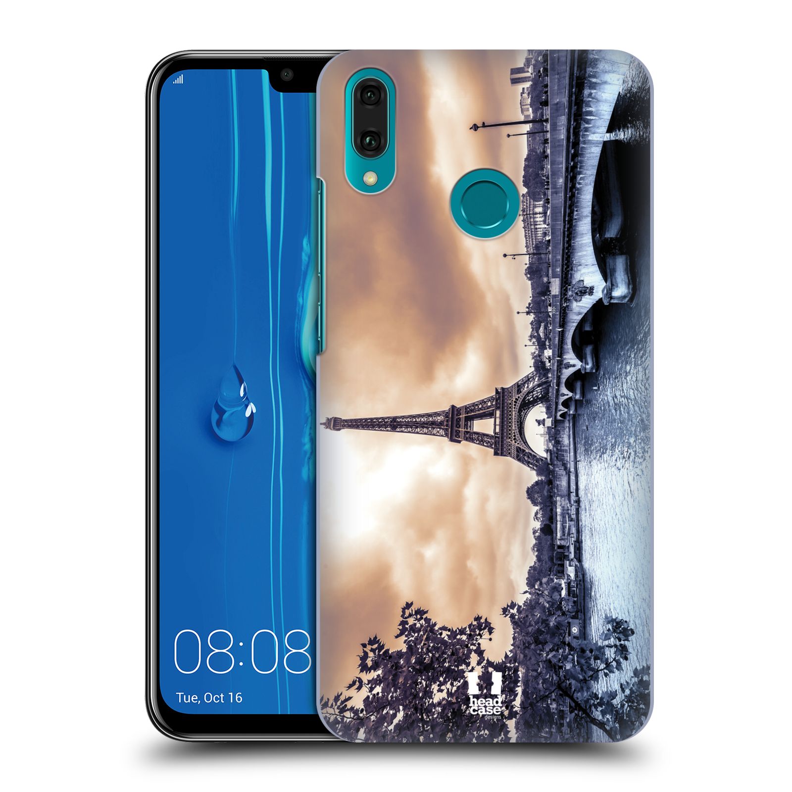 Pouzdro na mobil Huawei Y9 2019 - HEAD CASE - vzor Panoramata měst horizontální foto DEŠTIVÝ DEN V PAŘÍŽI, FRANCIE