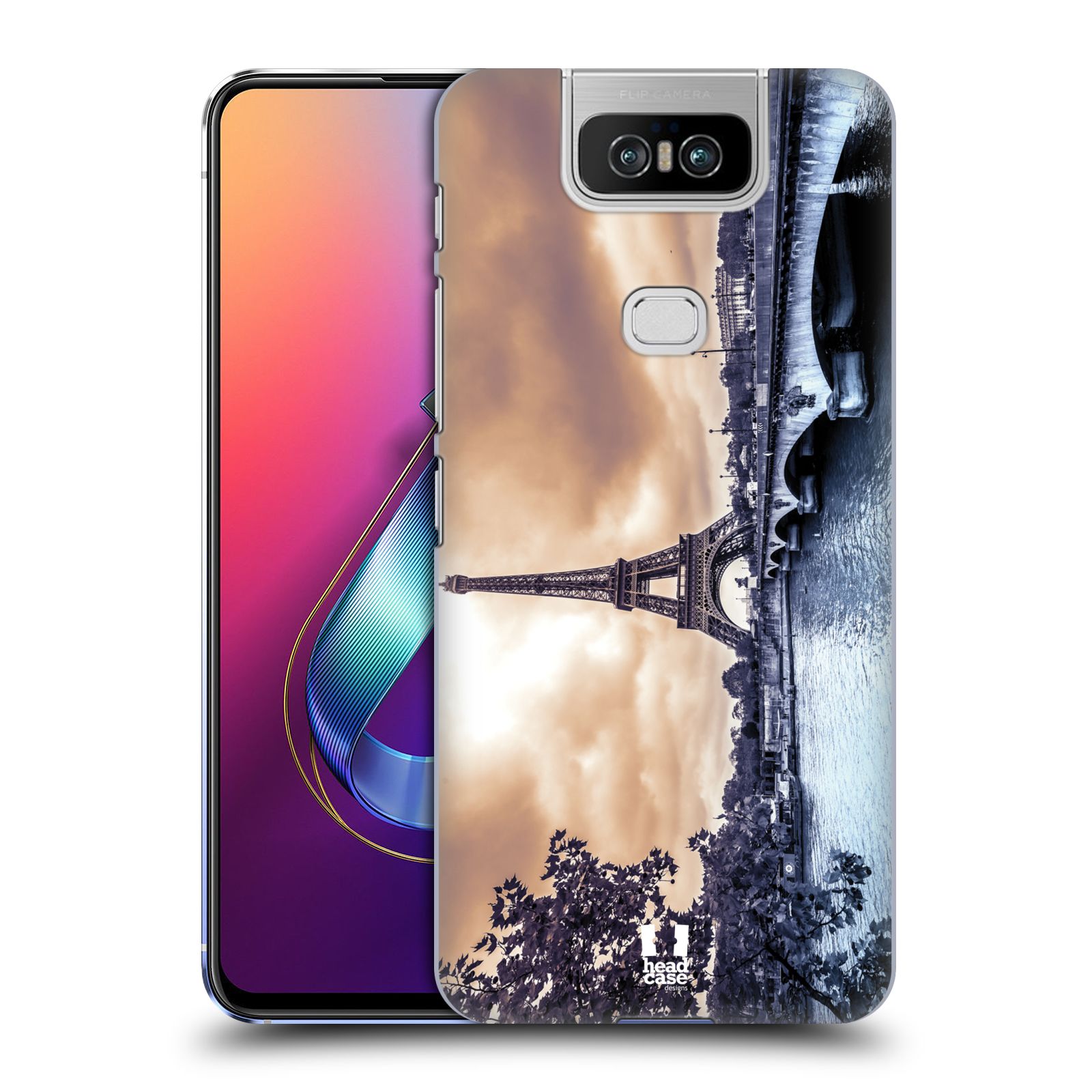 Pouzdro na mobil Asus Zenfone 6 ZS630KL - HEAD CASE - vzor Panoramata měst horizontální foto DEŠTIVÝ DEN V PAŘÍŽI, FRANCIE