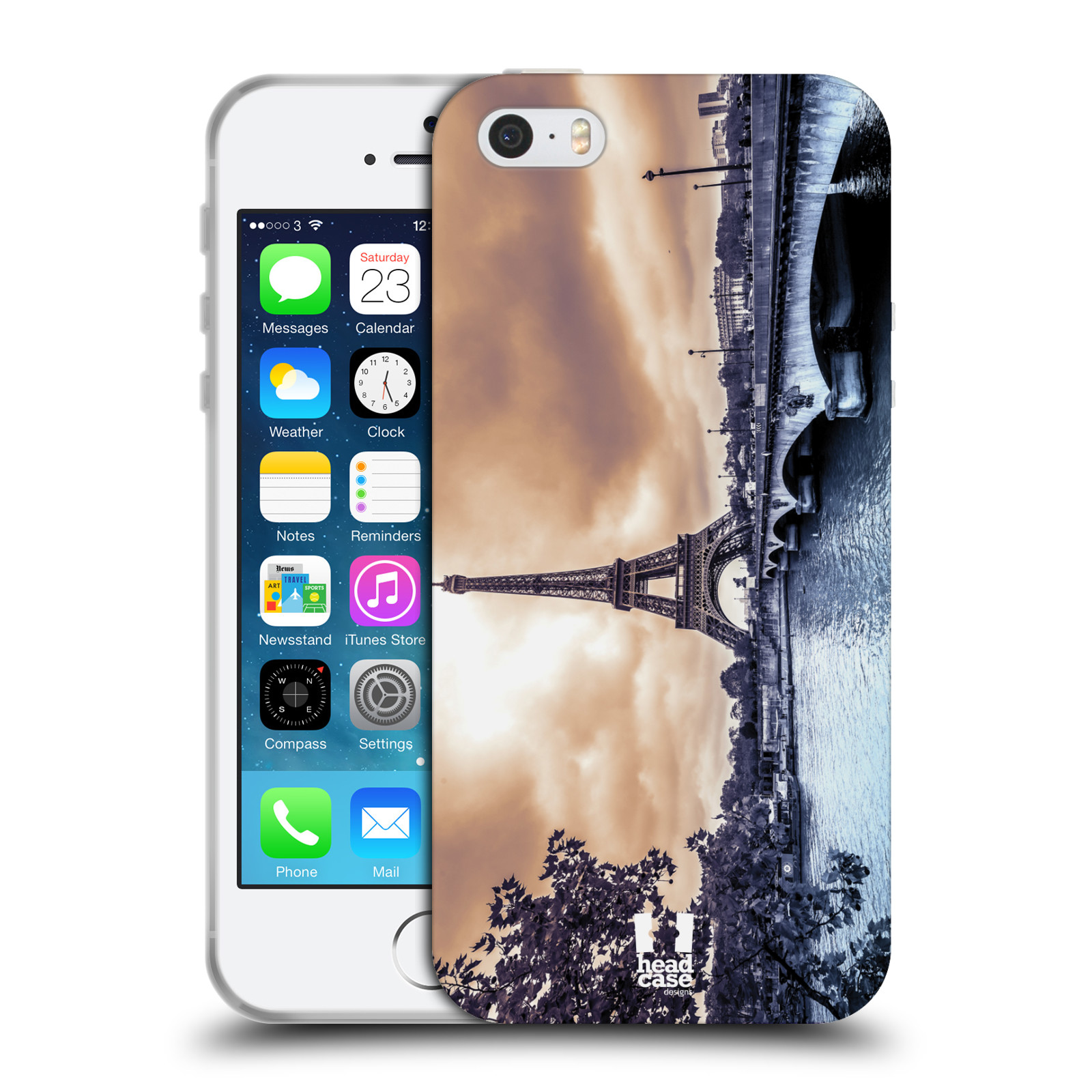 HEAD CASE silikonový obal na mobil Apple Iphone 5/5S vzor Panoramata měst horizontální foto DEŠTIVÝ DEN V PAŘÍŽI, FRANCIE
