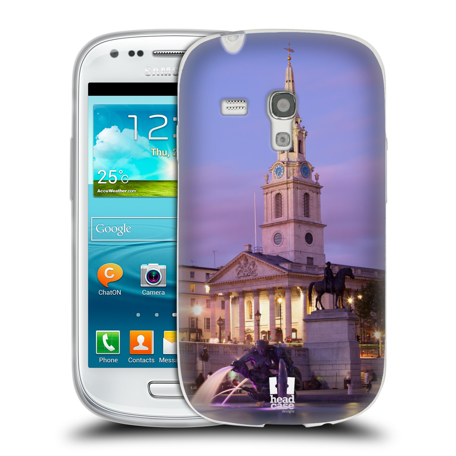 HEAD CASE silikonový obal na mobil Samsung Galaxy S3 MINI i8190 vzor Města foto náměstí ANGLIE, LONDÝN, TRAFALGAR VĚŽ HODINY