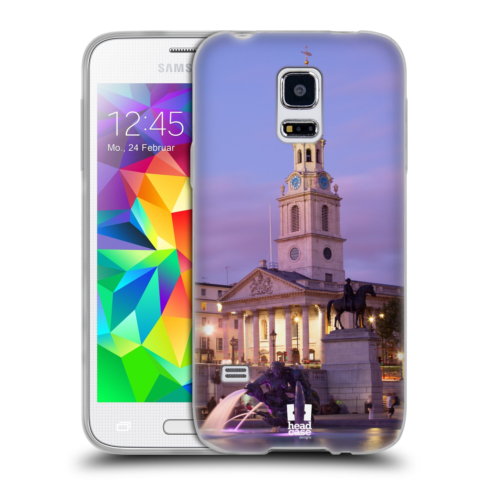 HEAD CASE silikonový obal na mobil Samsung Galaxy S5 MINI vzor Města foto náměstí ANGLIE, LONDÝN, TRAFALGAR VĚŽ HODINY