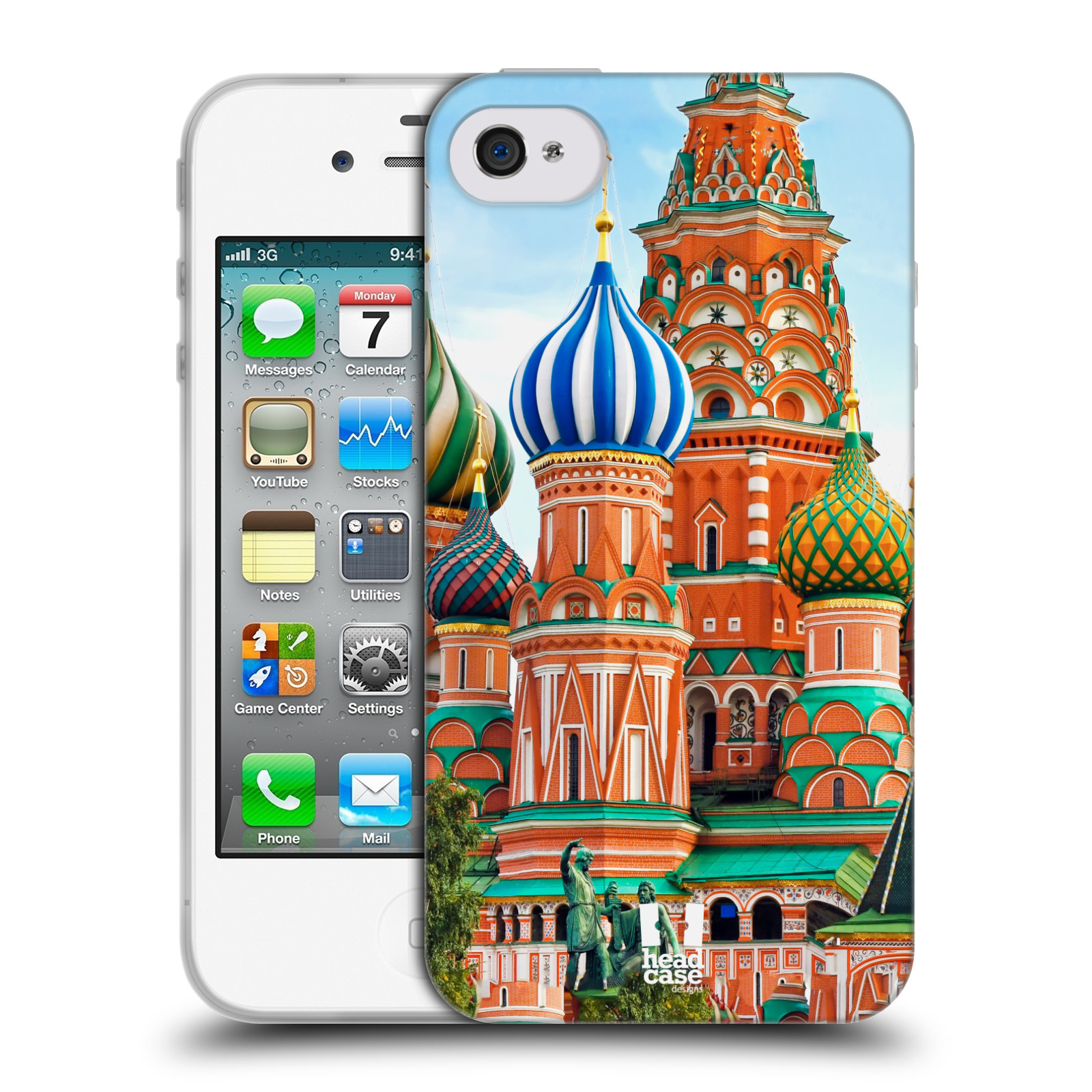 HEAD CASE silikonový obal na mobil Apple Iphone 4/4S vzor Města foto náměstí RUSKO,MOSKVA, RUDÉ NÁMĚSTÍ