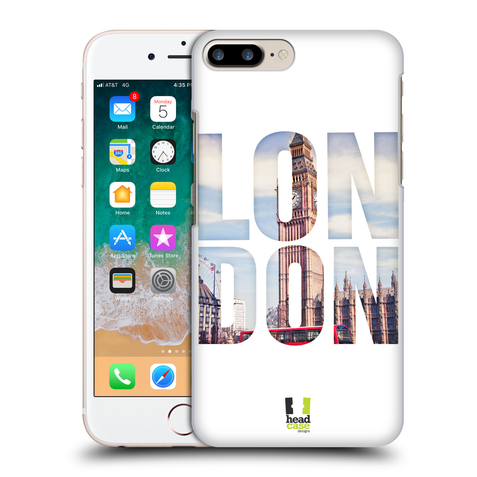 Plastové pouzdro pro mobil Apple Iphone 8 PLUS vzor Města foto a nadpis ANGLIE, LONDÝN, BIG BEN