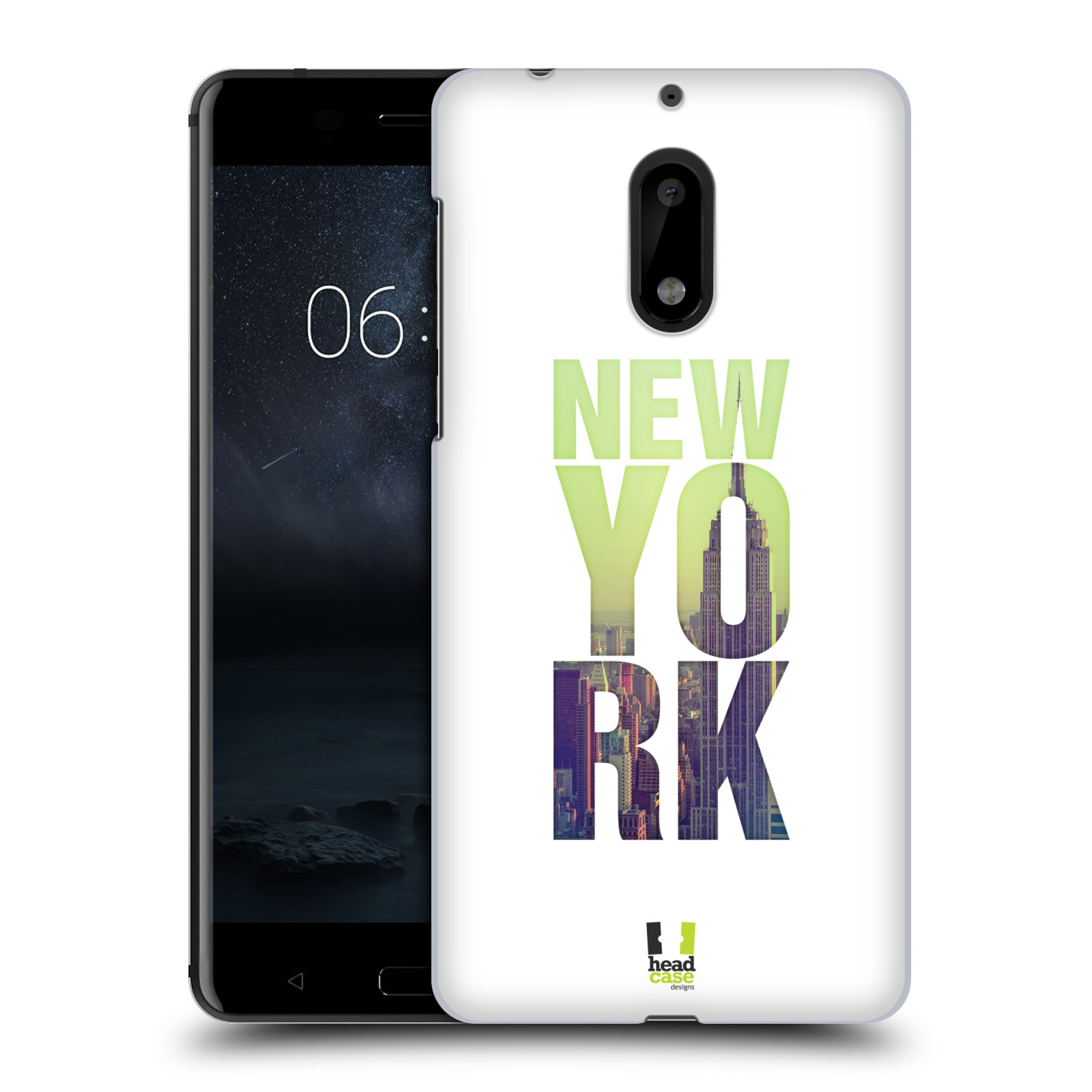HEAD CASE plastový obal na mobil Nokia 6 vzor Města foto a nadpis USA, NEW YORK, MRAKODRAP