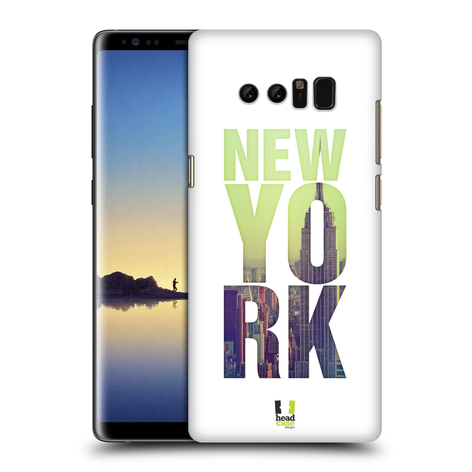 HEAD CASE plastový obal na mobil Samsung Galaxy Note 8 vzor Města foto a nadpis USA, NEW YORK, MRAKODRAP