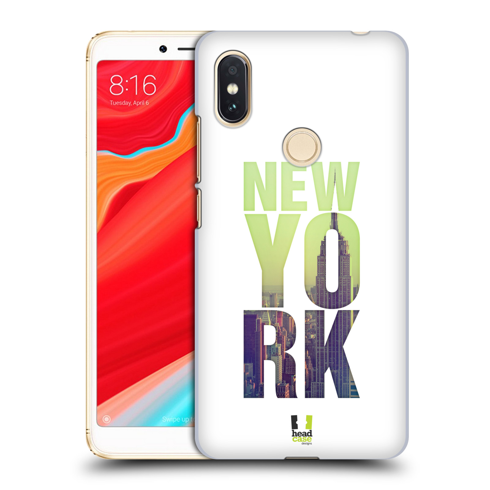 HEAD CASE plastový obal na mobil Xiaomi Redmi S2 vzor Města foto a nadpis USA, NEW YORK, MRAKODRAP