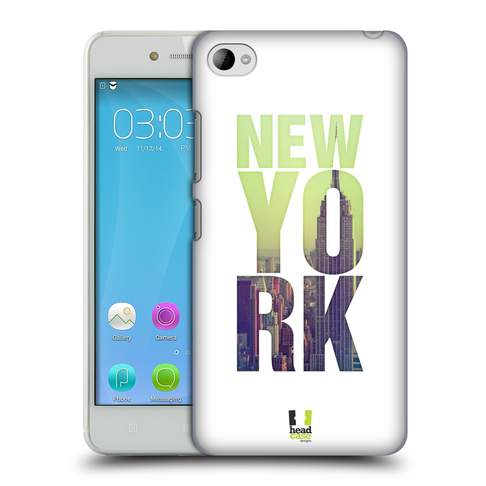 HEAD CASE pevný plastový obal na mobil LENOVO S90 vzor Města foto a nadpis USA, NEW YORK, MRAKODRAP