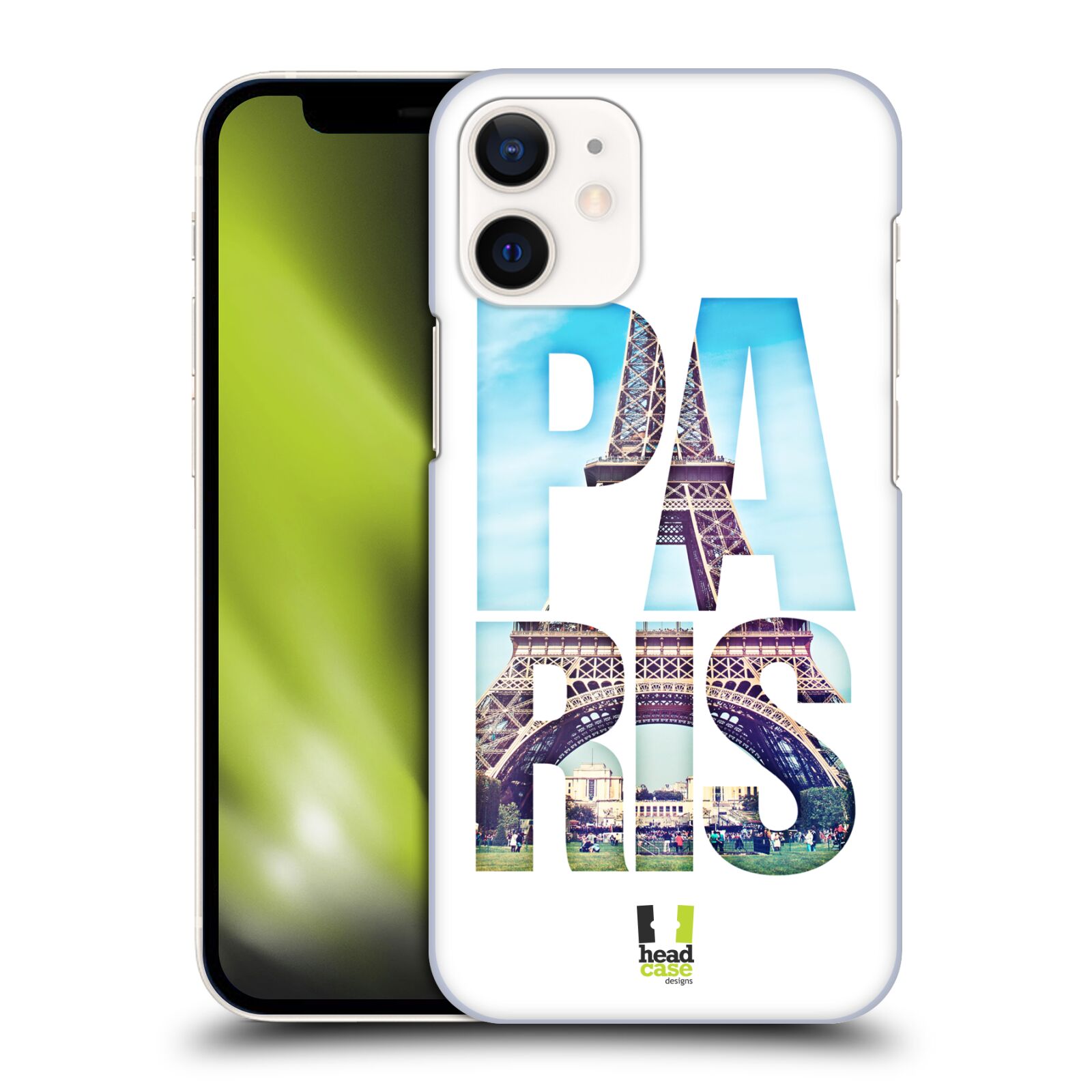 Plastový obal na mobil Apple Iphone 12 MINI vzor Města foto a nadpis FRANCIE, PAŘÍŽ, EIFFELOVA VĚŽ