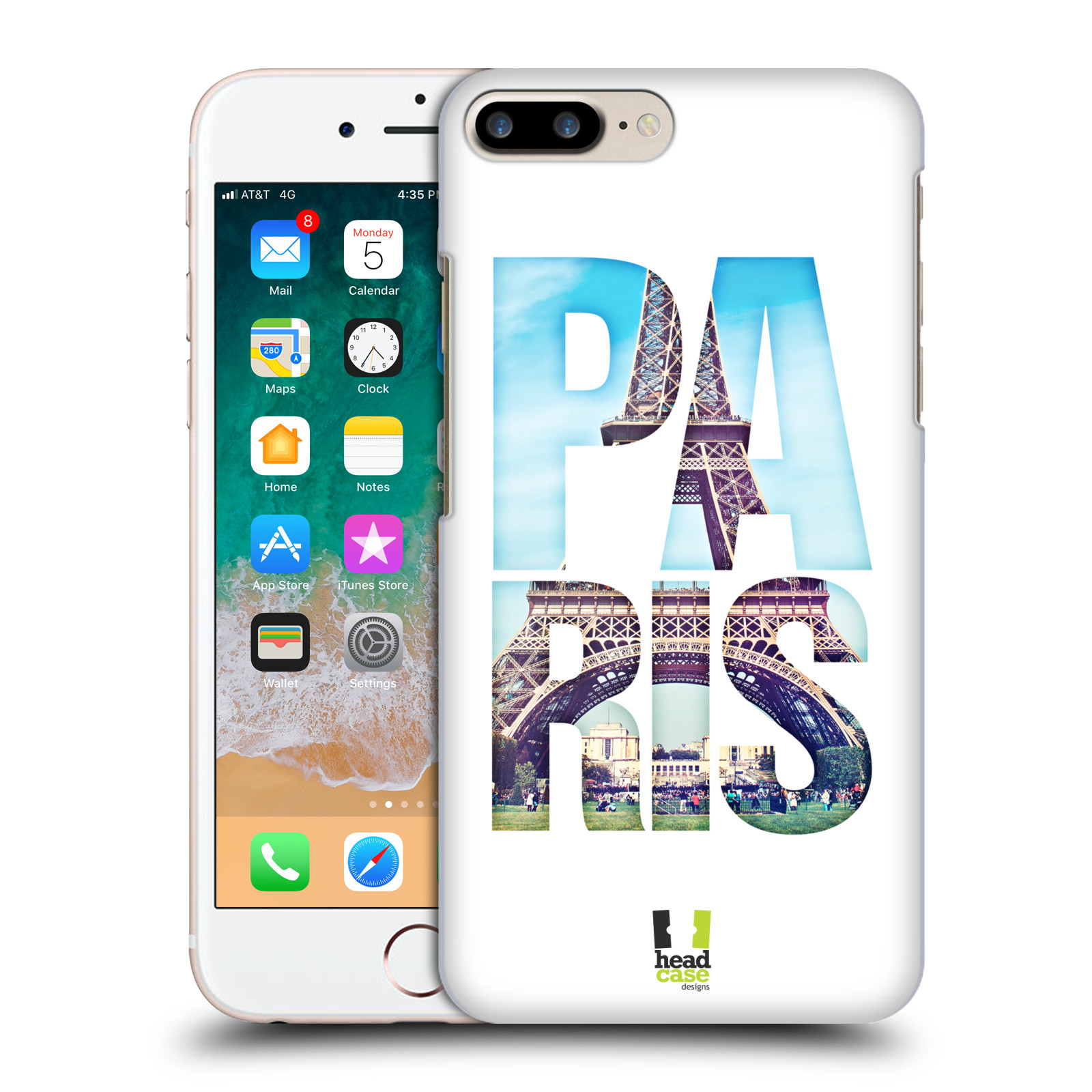 Plastové pouzdro pro mobil Apple Iphone 8 PLUS vzor Města foto a nadpis FRANCIE, PAŘÍŽ, EIFFELOVA VĚŽ