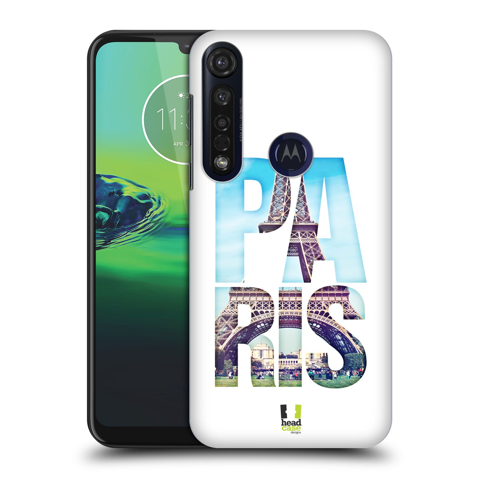 Pouzdro na mobil Motorola Moto G8 PLUS - HEAD CASE - vzor Města foto a nadpis FRANCIE, PAŘÍŽ, EIFFELOVA VĚŽ