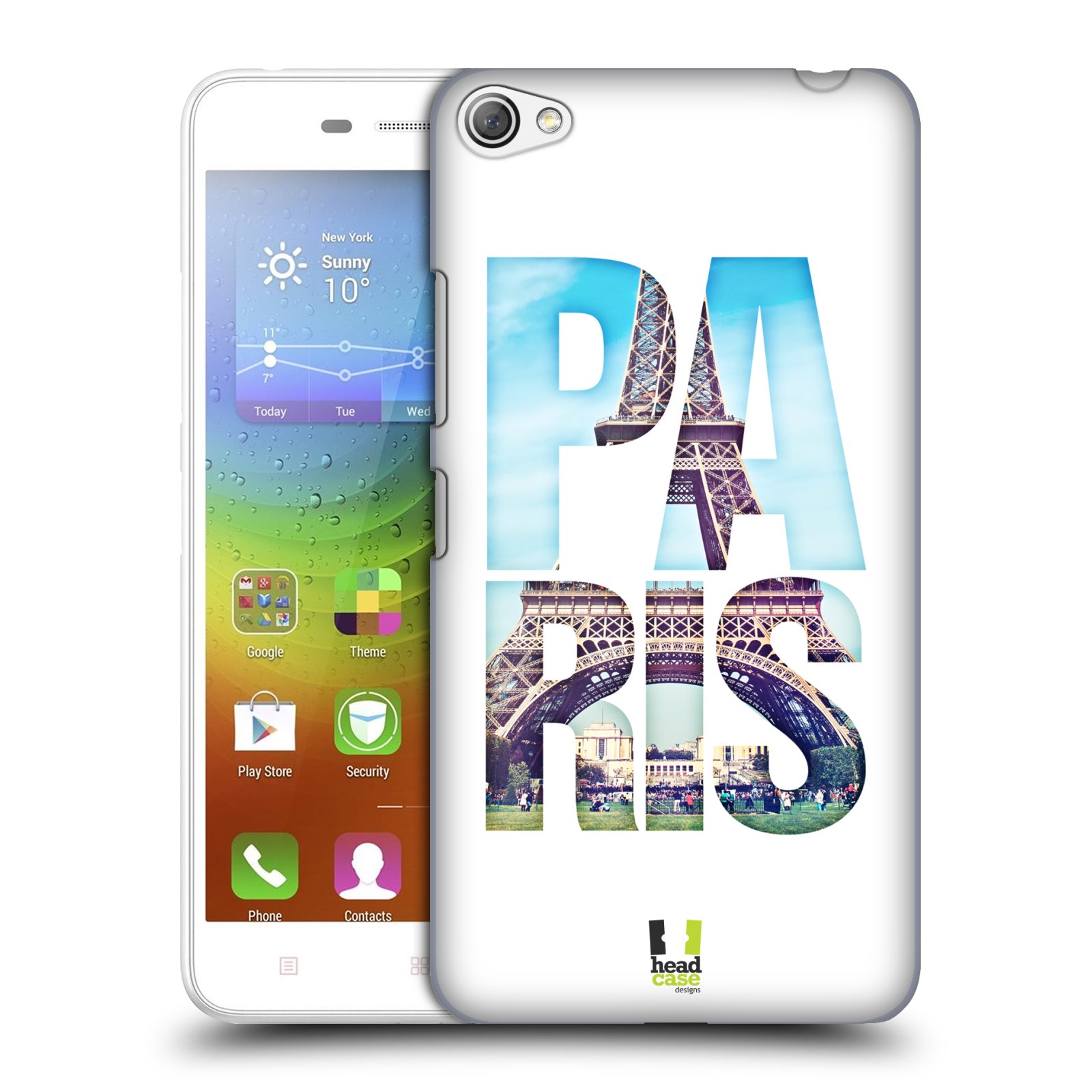 HEAD CASE pevný plastový obal na mobil LENOVO S60 / LENOVO S60 DUAL SIM vzor Města foto a nadpis FRANCIE, PAŘÍŽ, EIFFELOVA VĚŽ