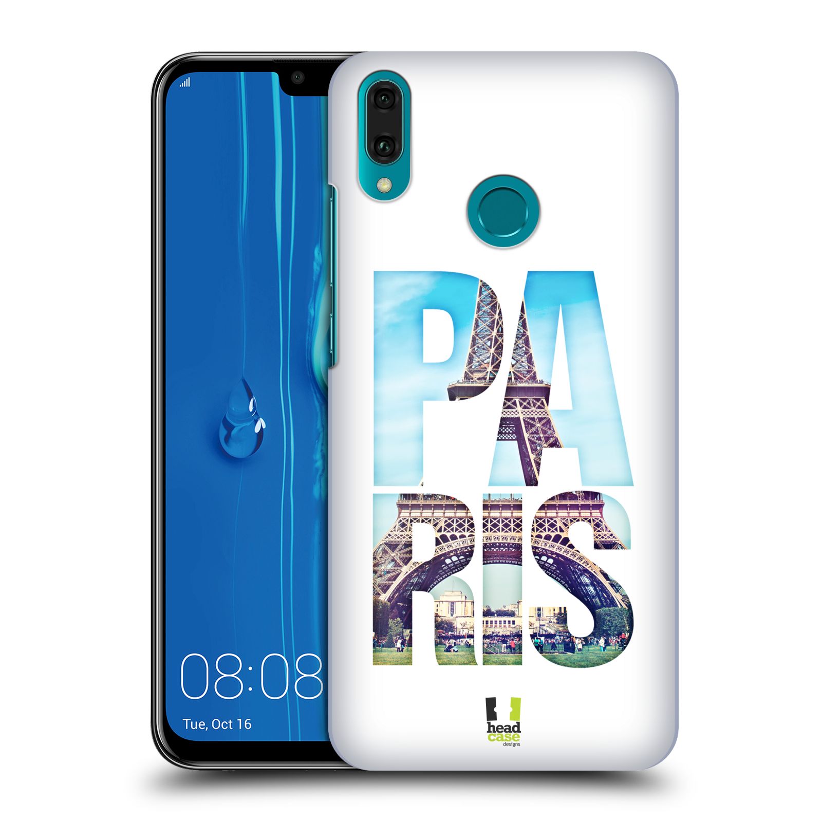 Pouzdro na mobil Huawei Y9 2019 - HEAD CASE - vzor Města foto a nadpis FRANCIE, PAŘÍŽ, EIFFELOVA VĚŽ