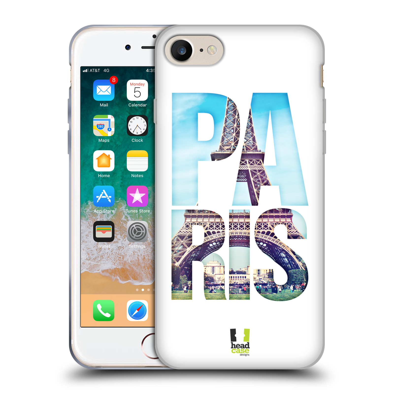 HEAD CASE silikonový obal na mobil Apple Iphone 7 vzor Města foto a nadpis FRANCIE, PAŘÍŽ, EIFFELOVA VĚŽ