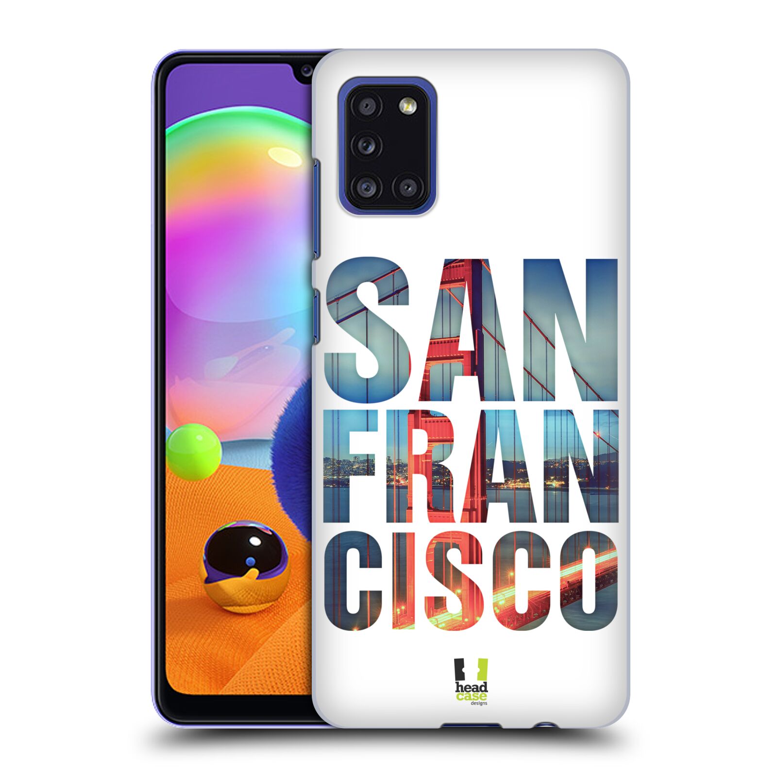 Zadní kryt na mobil Samsung Galaxy A31 vzor Města foto a nadpis USA, SAN FRANCISCO, MOST