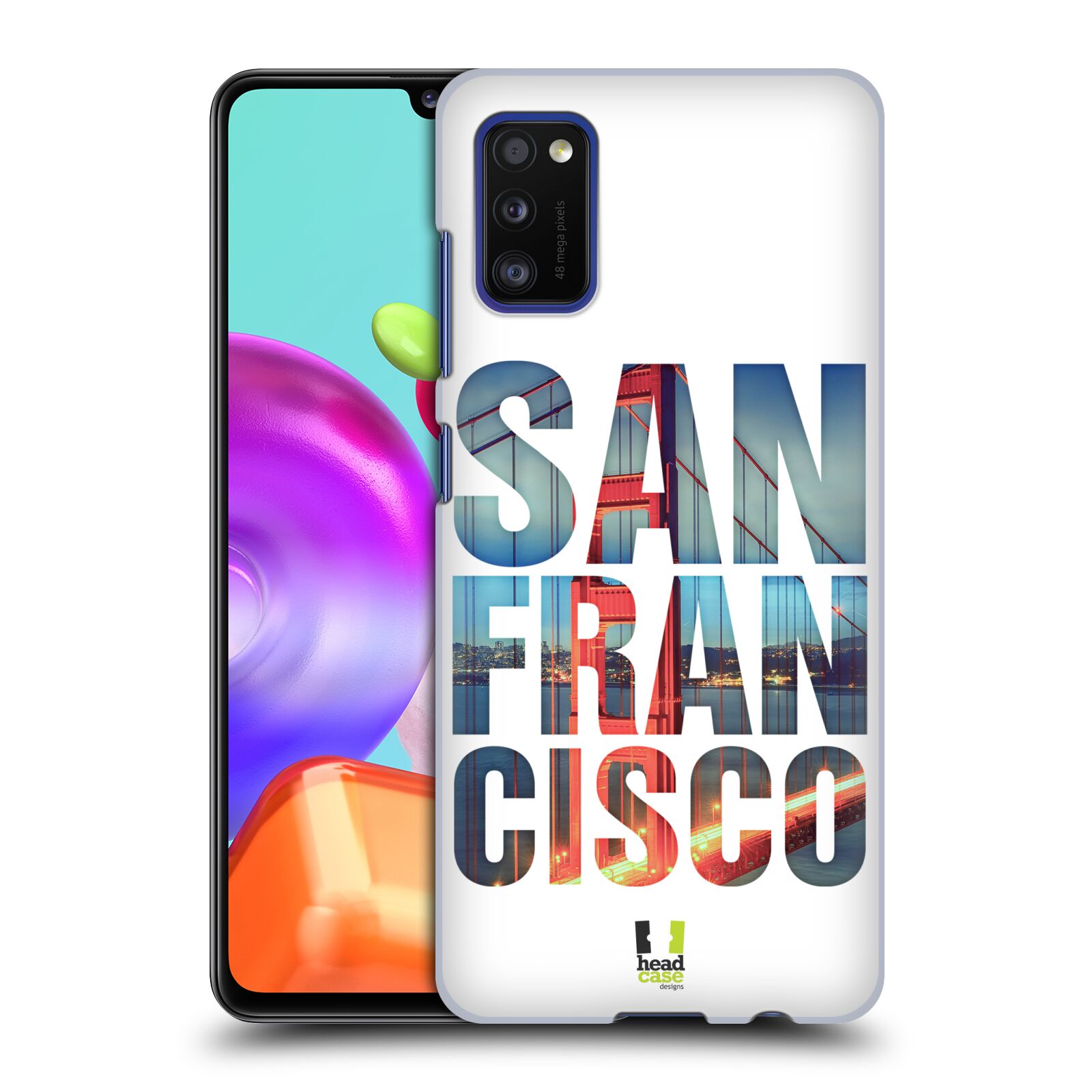 Zadní kryt na mobil Samsung Galaxy A41 vzor Města foto a nadpis USA, SAN FRANCISCO, MOST