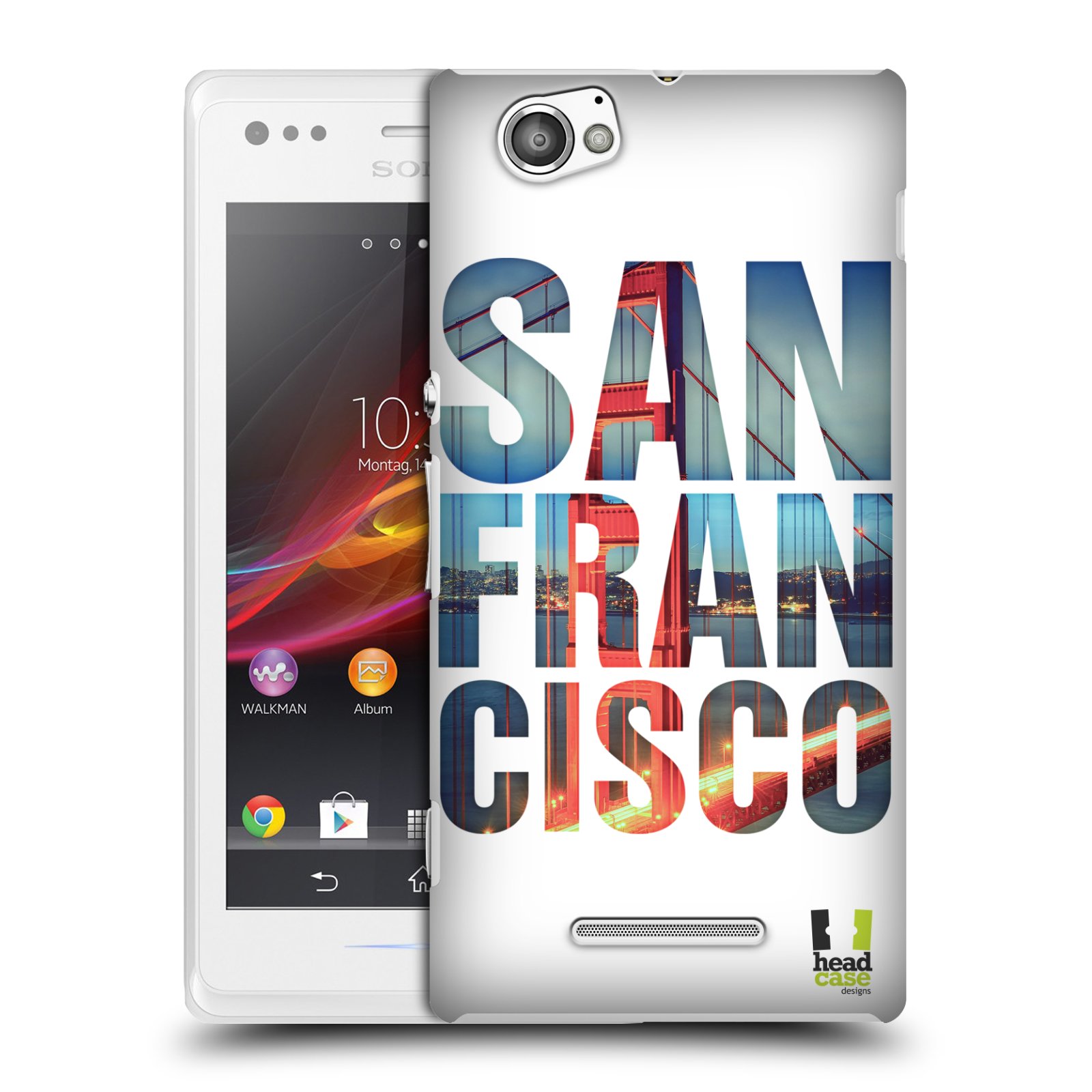 HEAD CASE plastový obal na mobil Sony Xperia M vzor Města foto a nadpis USA, SAN FRANCISCO, MOST