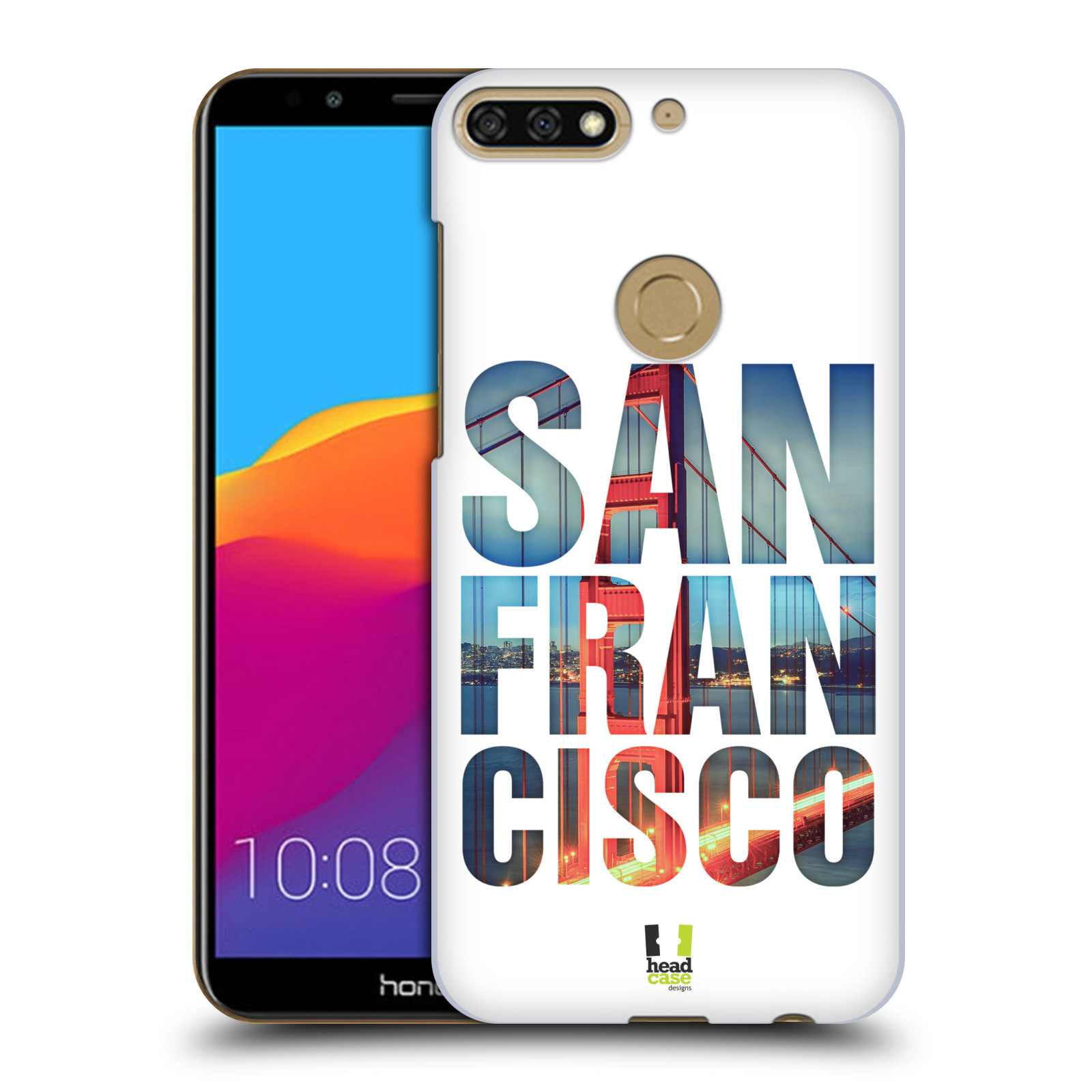 HEAD CASE plastový obal na mobil Honor 7c vzor Města foto a nadpis USA, SAN FRANCISCO, MOST