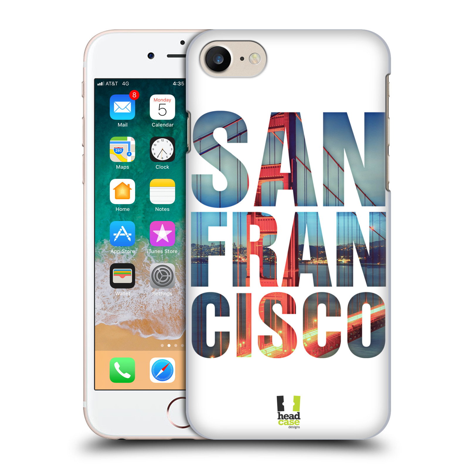 HEAD CASE plastový obal na mobil Apple Iphone 7 vzor Města foto a nadpis USA, SAN FRANCISCO, MOST