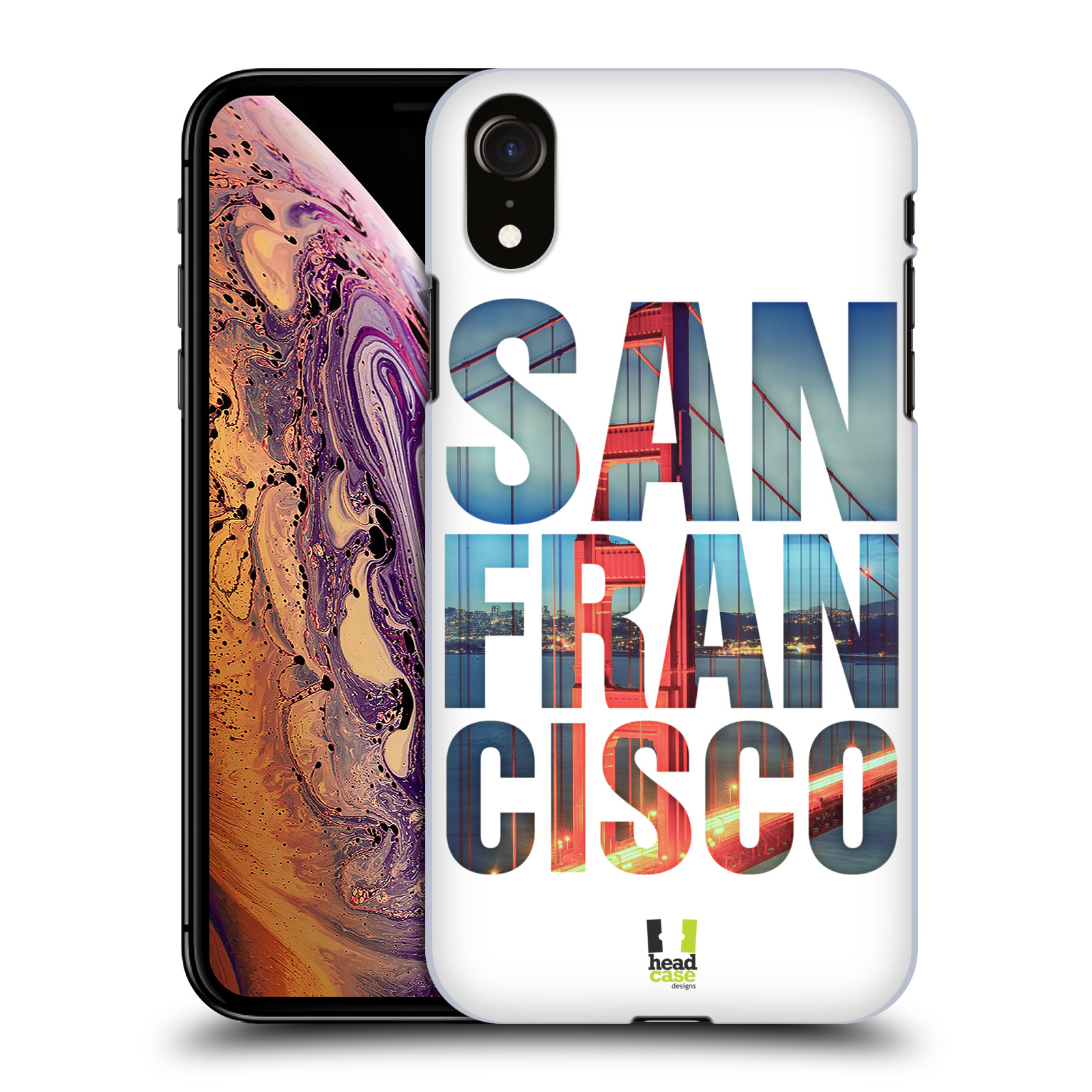 HEAD CASE plastový obal na mobil Apple Iphone XR vzor Města foto a nadpis USA, SAN FRANCISCO, MOST