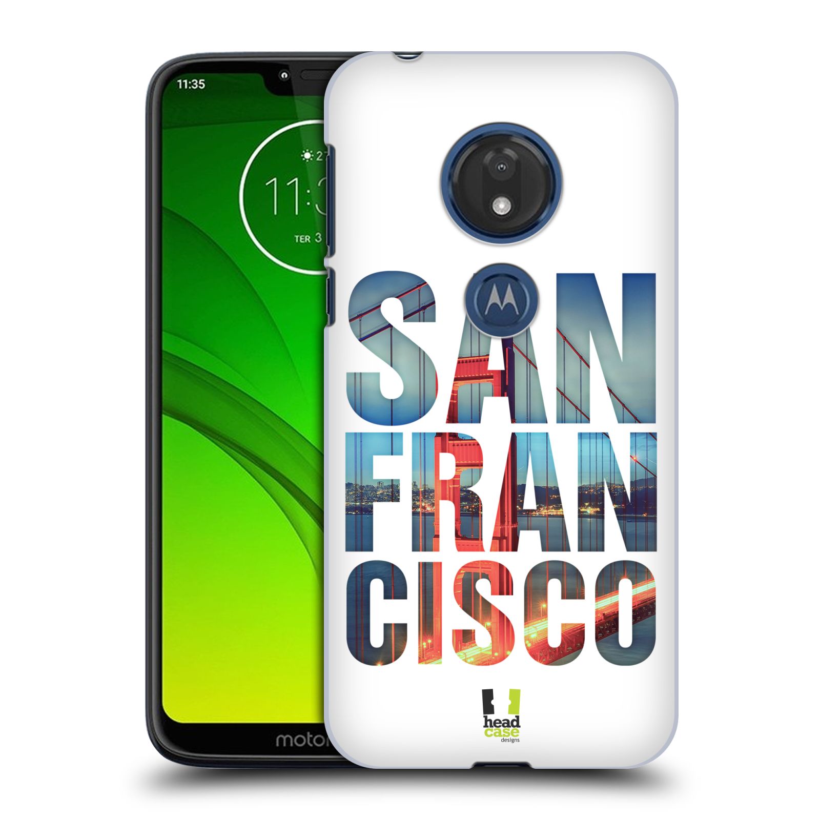 Pouzdro na mobil Motorola Moto G7 Play vzor Města foto a nadpis USA, SAN FRANCISCO, MOST