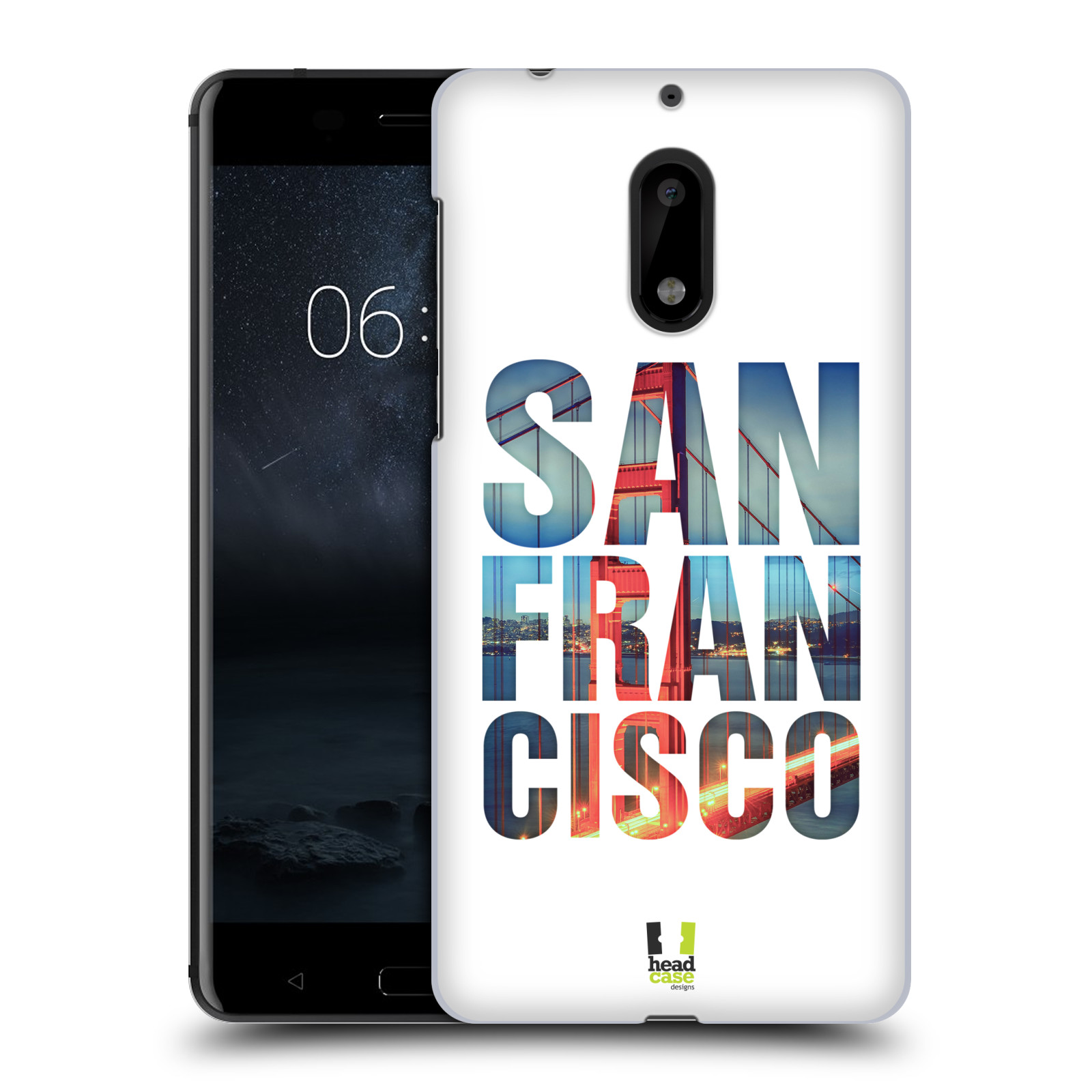 HEAD CASE plastový obal na mobil Nokia 6 vzor Města foto a nadpis USA, SAN FRANCISCO, MOST