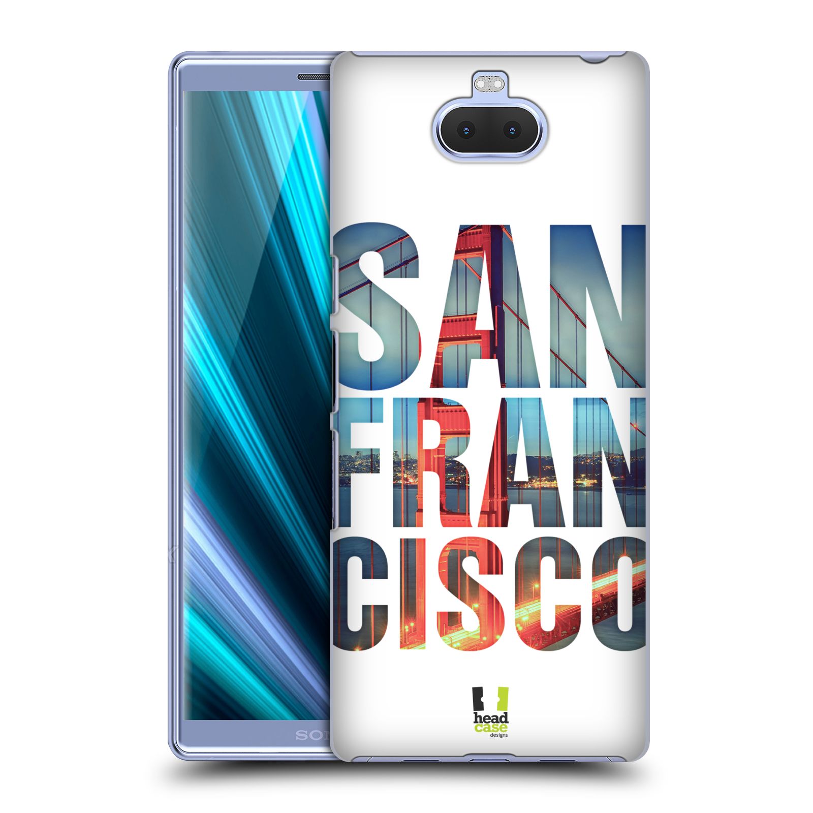 Pouzdro na mobil Sony Xperia 10 - Head Case - vzor Města foto a nadpis USA, SAN FRANCISCO, MOST