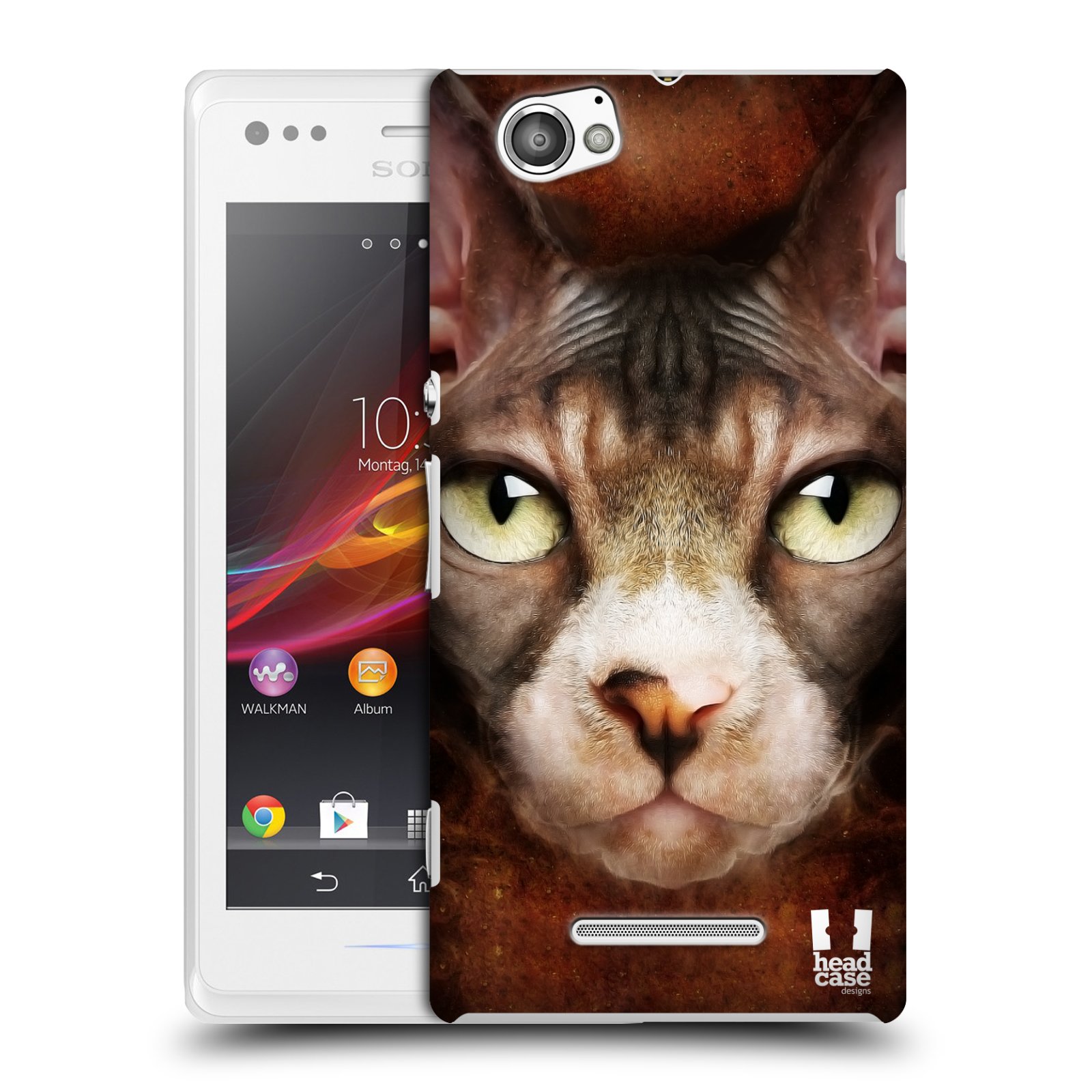 HEAD CASE plastový obal na mobil Sony Xperia M vzor Zvířecí tváře kočka sphynx