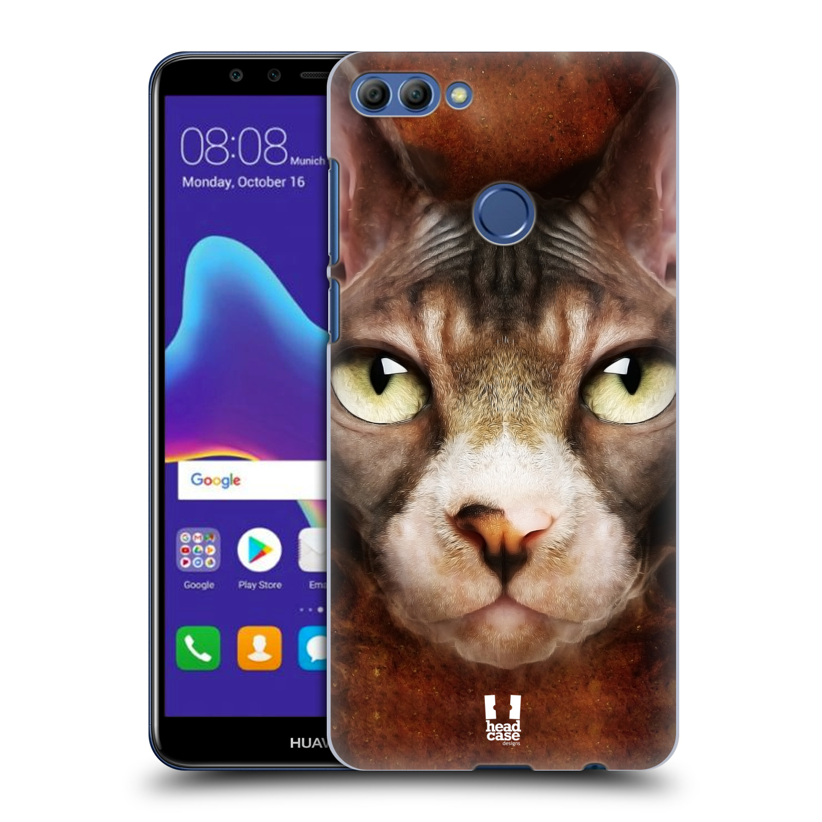 HEAD CASE plastový obal na mobil Huawei Y9 2018 vzor Zvířecí tváře kočka sphynx