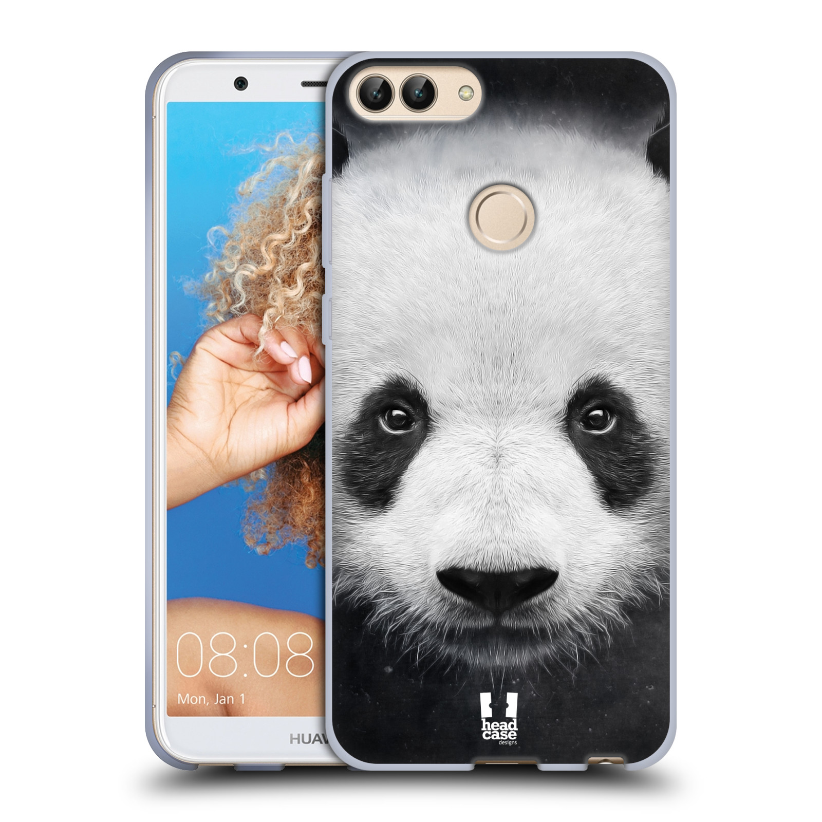 HEAD CASE silikon obal na mobil Huawei P SMART vzor Zvířecí tváře medvěd panda