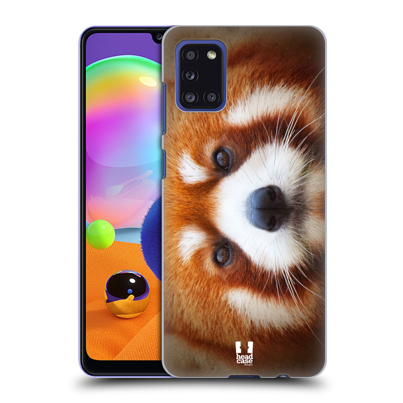 Zadní kryt na mobil Samsung Galaxy A31 vzor Zvířecí tváře 2 medvěd panda rudá