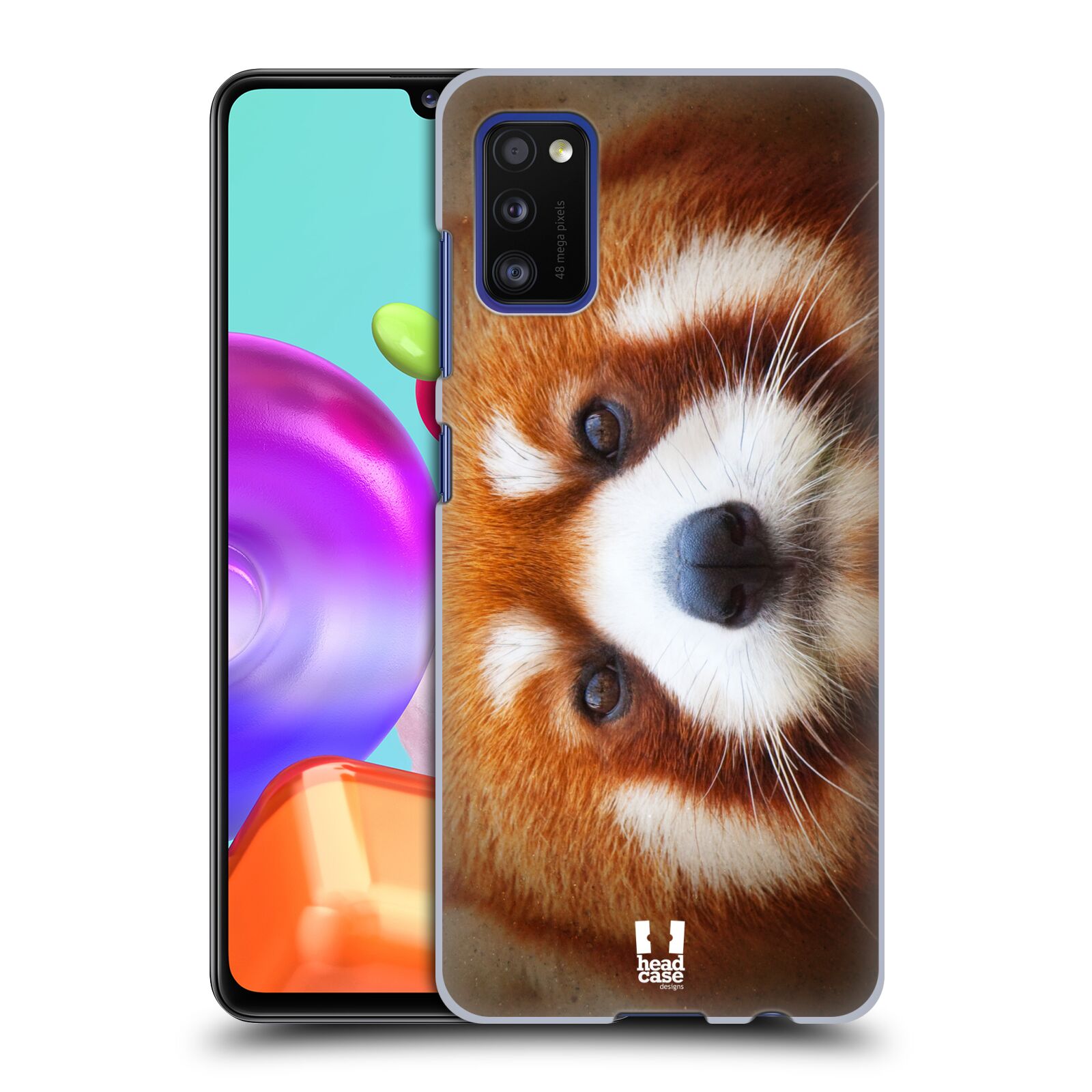 Zadní kryt na mobil Samsung Galaxy A41 vzor Zvířecí tváře 2 medvěd panda rudá