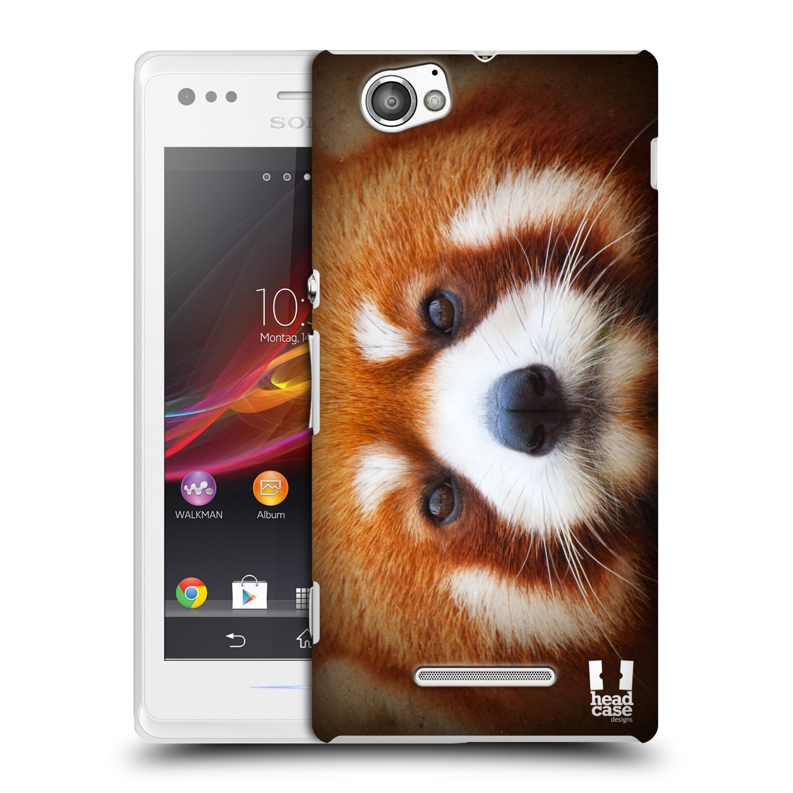 HEAD CASE plastový obal na mobil Sony Xperia M vzor Zvířecí tváře 2 medvěd panda rudá