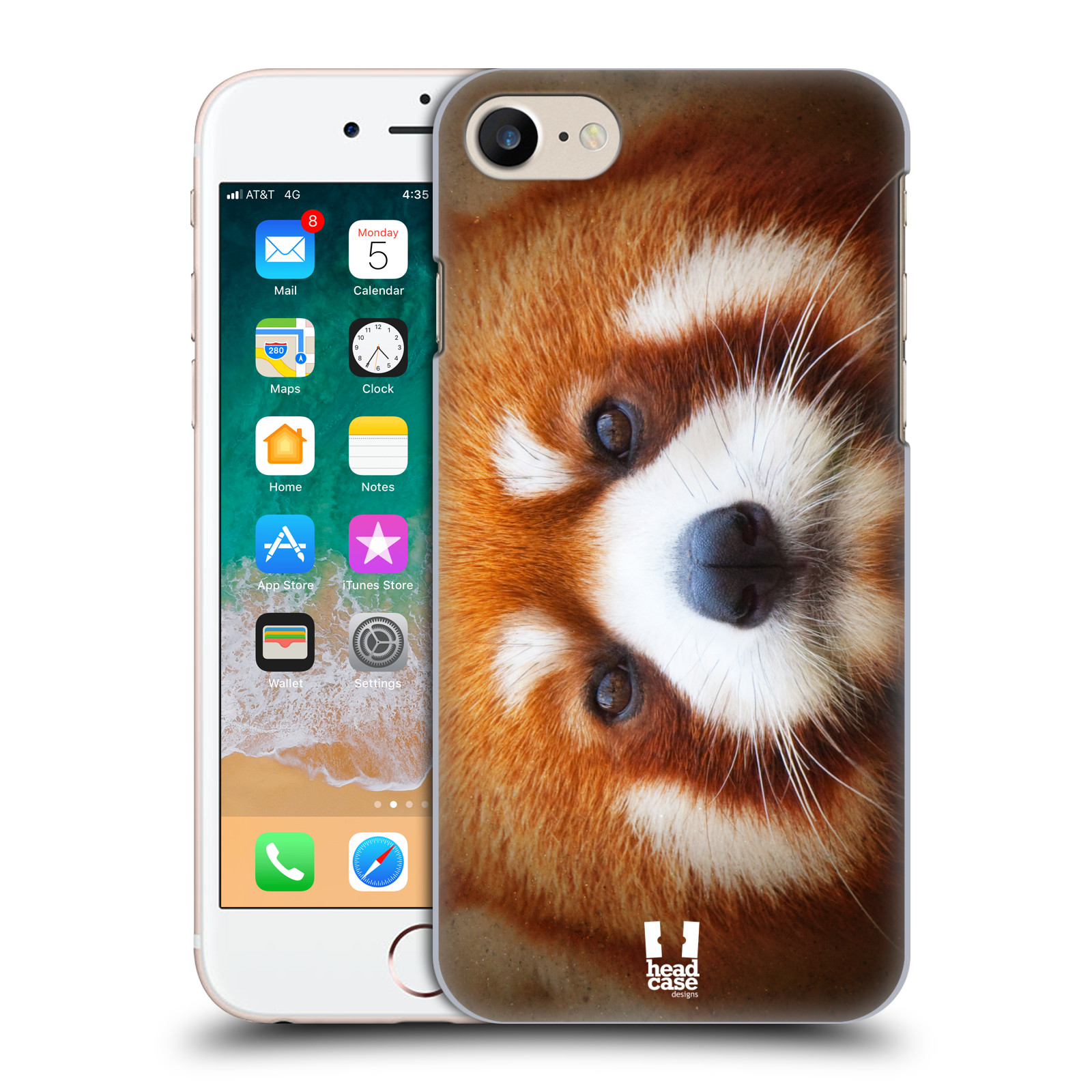 HEAD CASE plastový obal na mobil Apple Iphone 7 vzor Zvířecí tváře 2 medvěd panda rudá