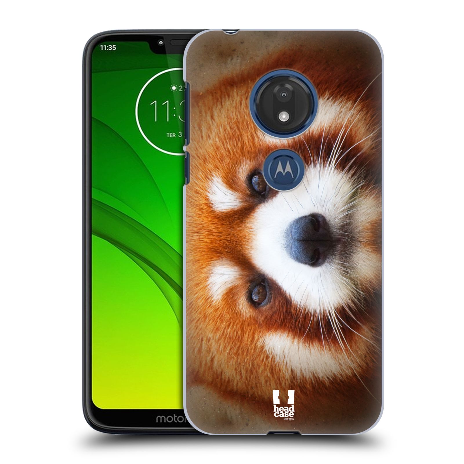 Pouzdro na mobil Motorola Moto G7 Play vzor Zvířecí tváře 2 medvěd panda rudá