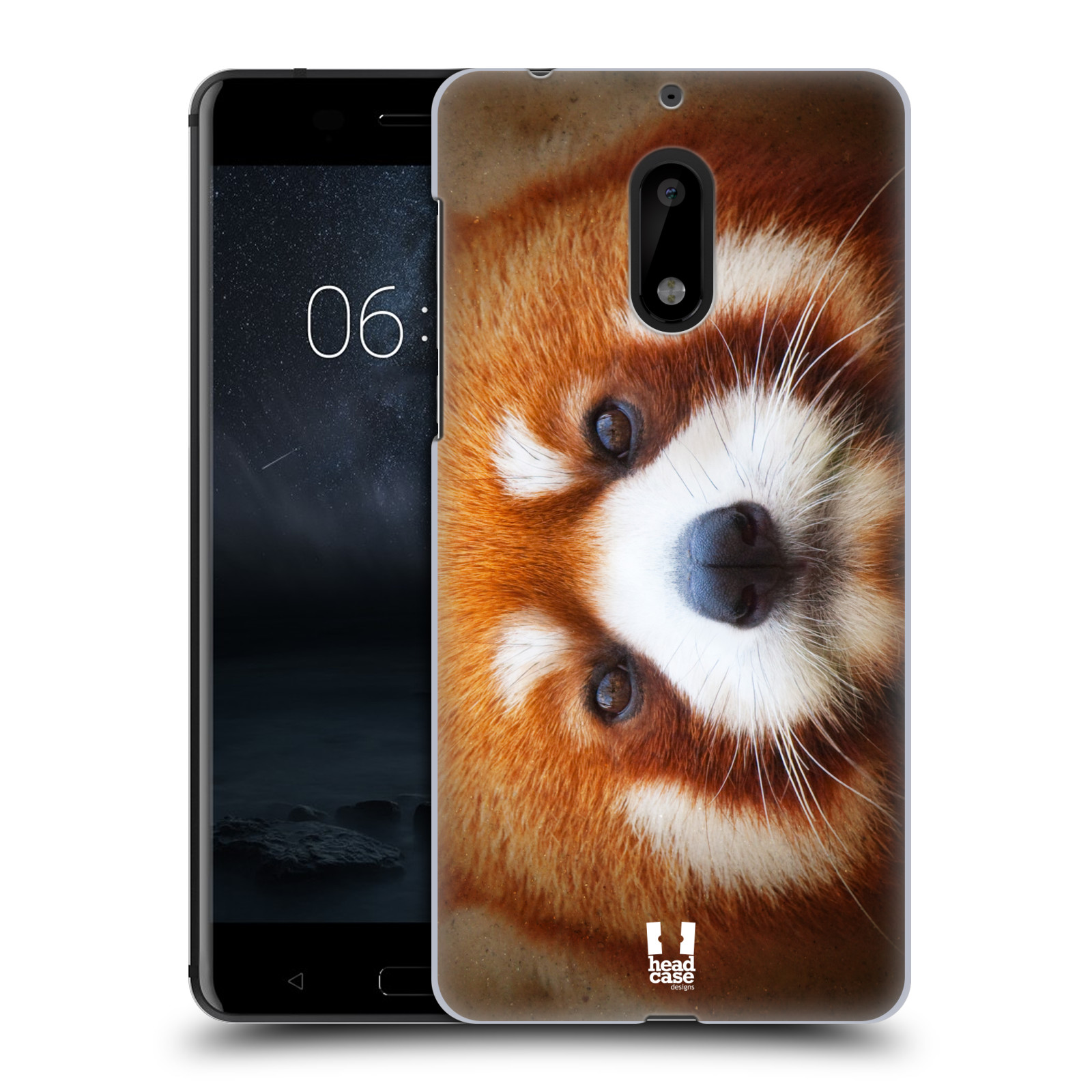 HEAD CASE plastový obal na mobil Nokia 6 vzor Zvířecí tváře 2 medvěd panda rudá