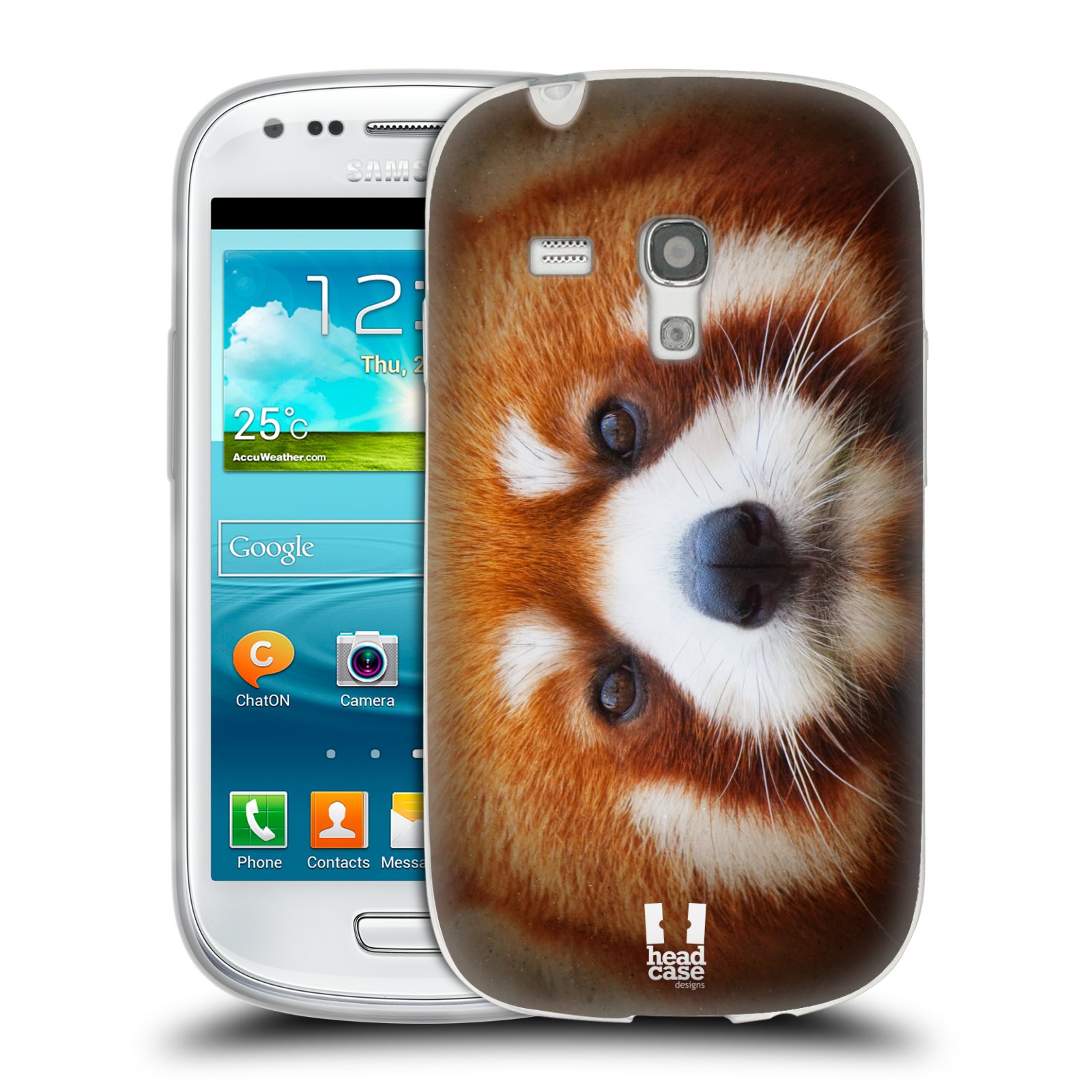 HEAD CASE silikonový obal na mobil Samsung Galaxy S3 MINI i8190 vzor Zvířecí tváře 2 medvěd panda rudá
