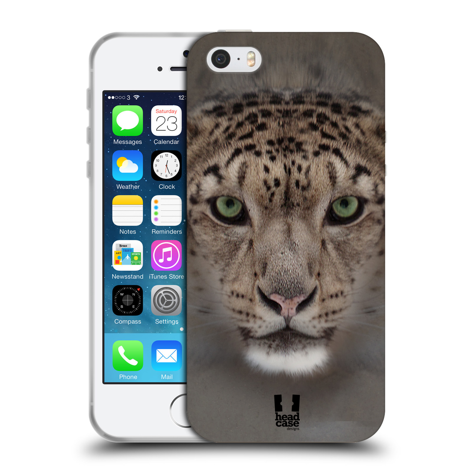 HEAD CASE silikonový obal na mobil Apple Iphone 5/5S vzor Zvířecí tváře 2 sněžný leopard