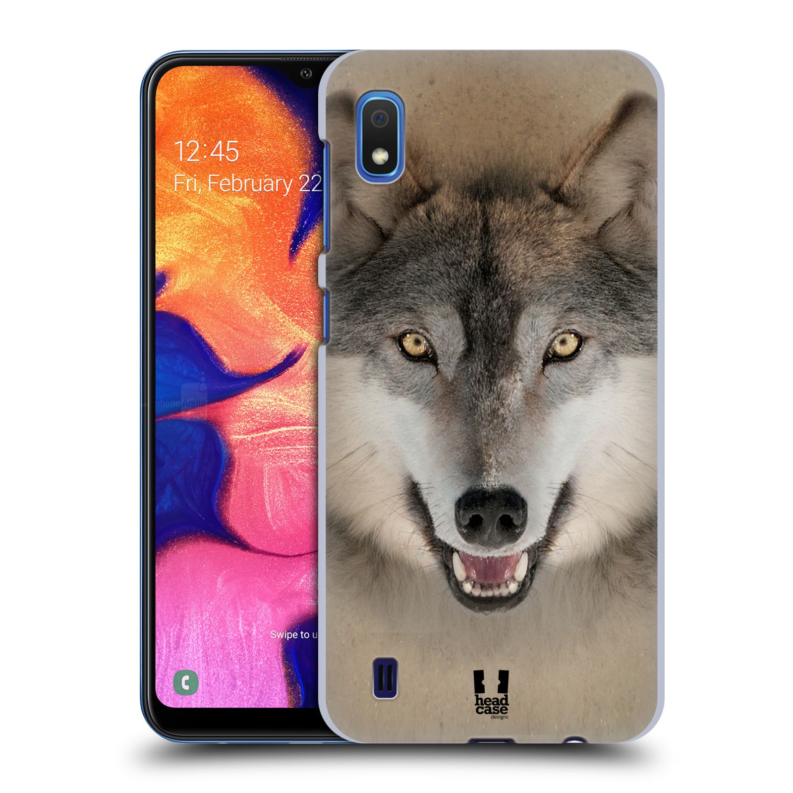 Pouzdro na mobil Samsung Galaxy A10 - HEAD CASE - vzor Zvířecí tváře 2 vlk šedý