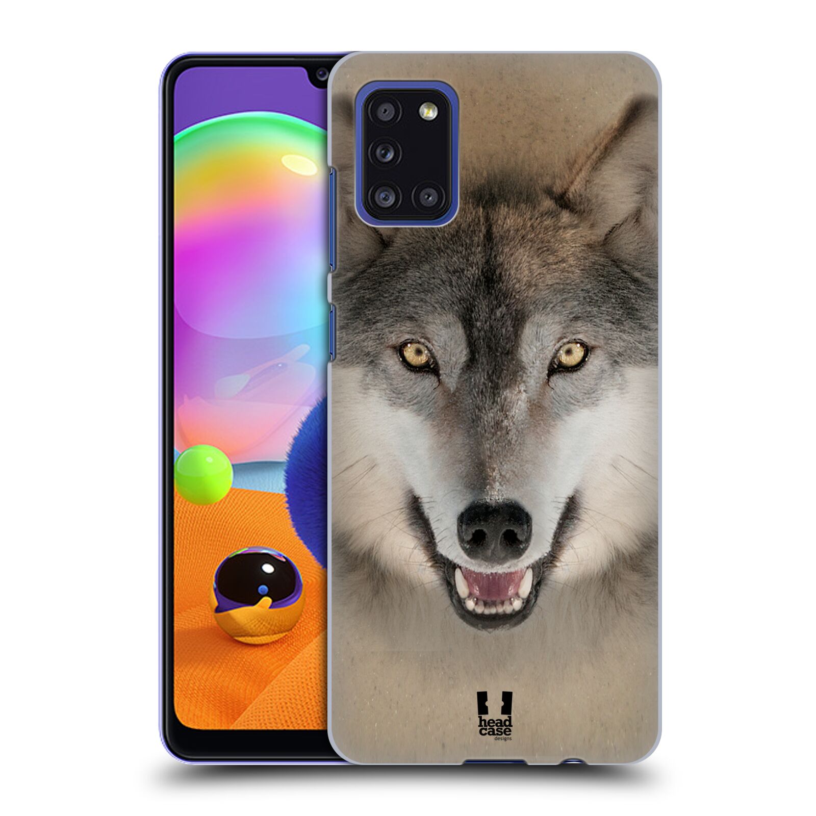 Zadní kryt na mobil Samsung Galaxy A31 vzor Zvířecí tváře 2 vlk šedý