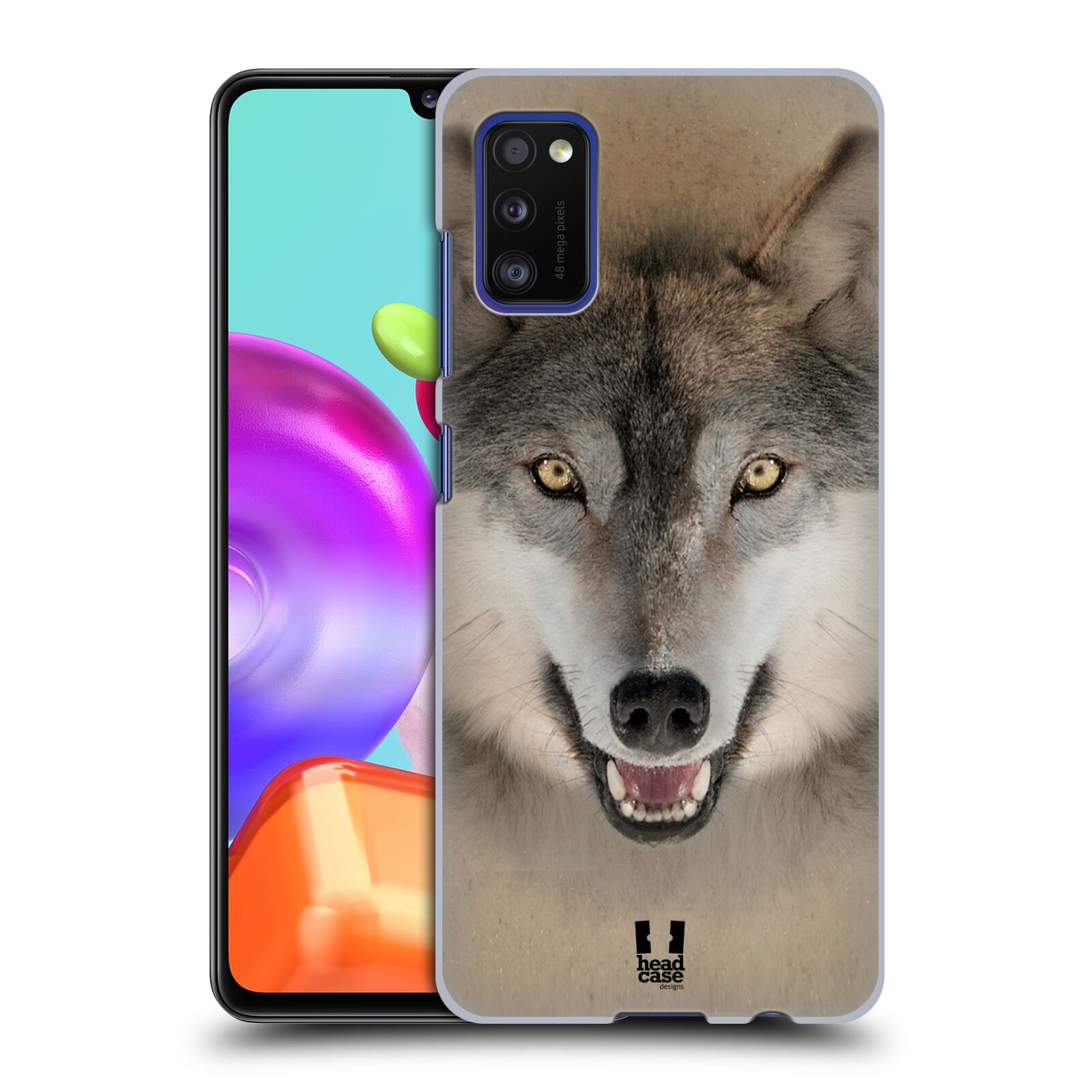 Zadní kryt na mobil Samsung Galaxy A41 vzor Zvířecí tváře 2 vlk šedý