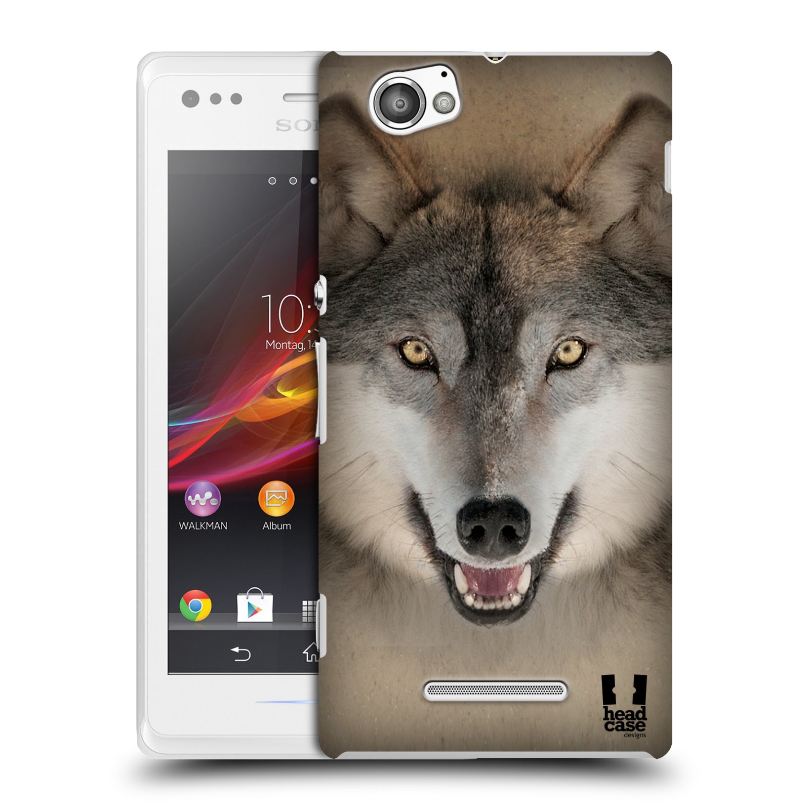 HEAD CASE plastový obal na mobil Sony Xperia M vzor Zvířecí tváře 2 vlk šedý