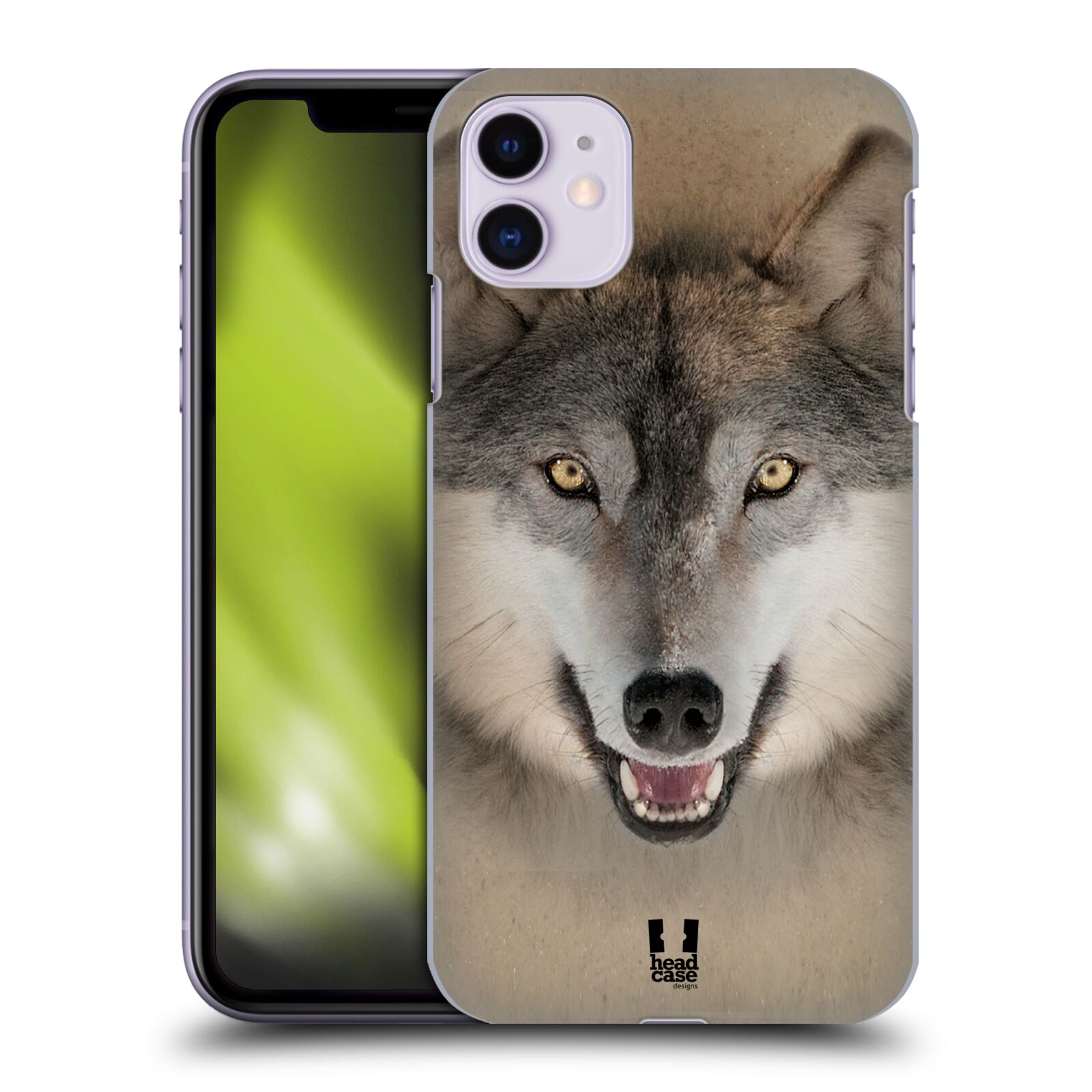 Pouzdro na mobil Apple Iphone 11 - HEAD CASE - vzor Zvířecí tváře 2 vlk šedý