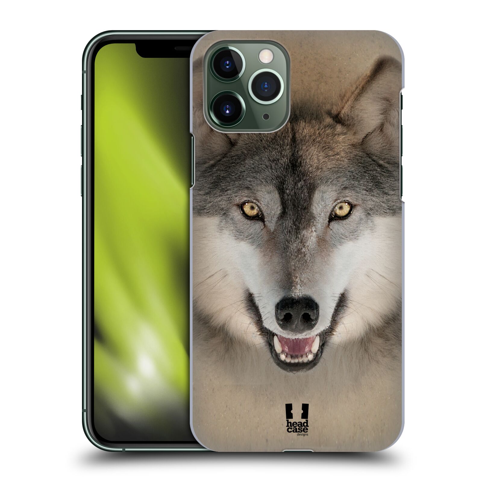Pouzdro na mobil Apple Iphone 11 PRO - HEAD CASE - vzor Zvířecí tváře 2 vlk šedý