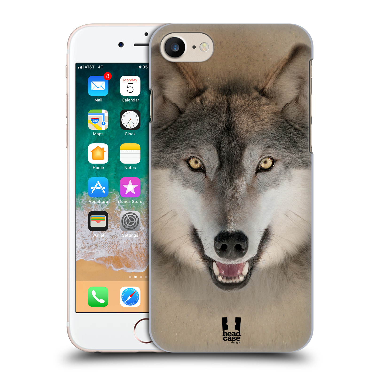 Plastové pouzdro pro mobil Apple Iphone 7/8/SE 2020 vzor Zvířecí tváře 2 vlk šedý