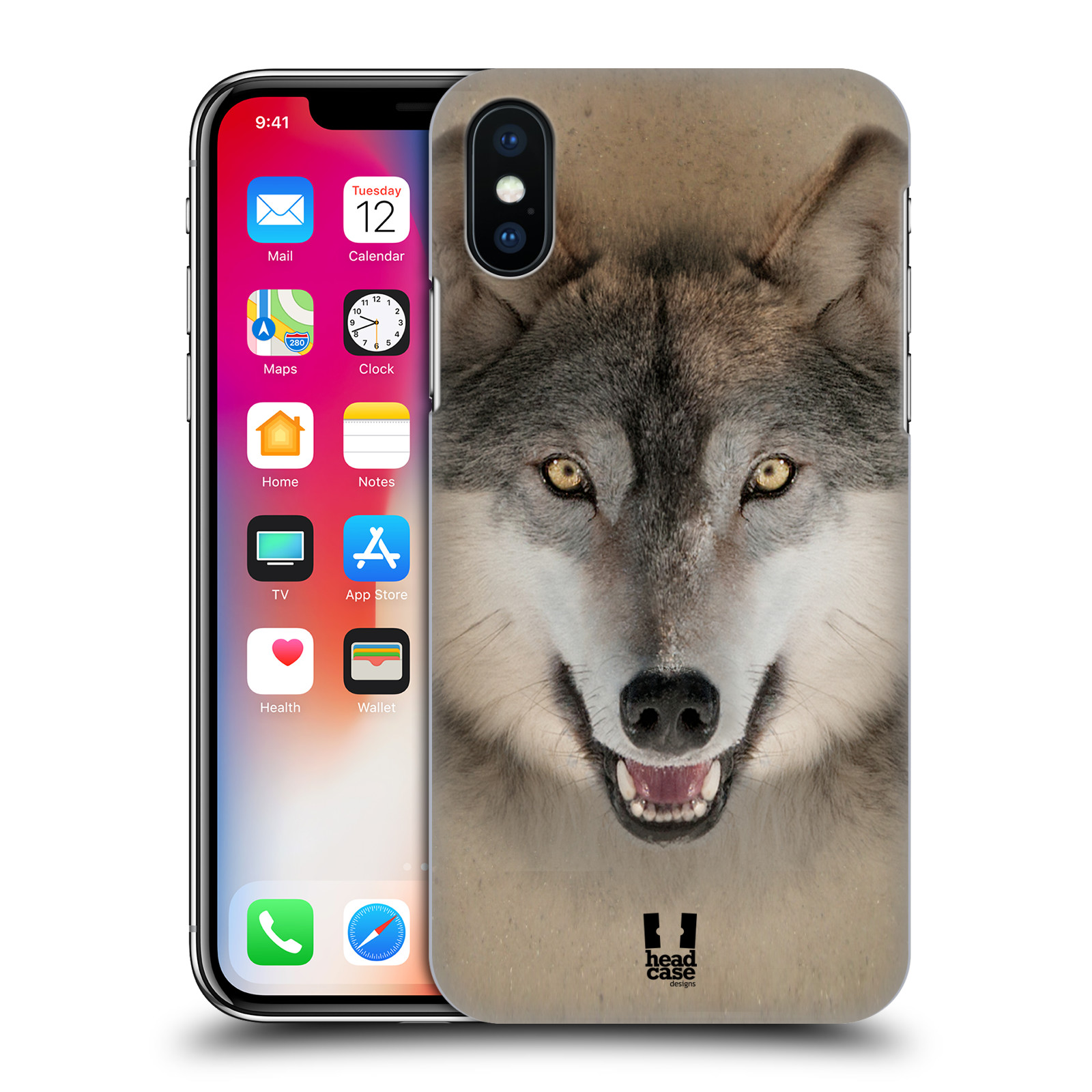 HEAD CASE plastový obal na mobil Apple Iphone X / XS vzor Zvířecí tváře 2 vlk šedý
