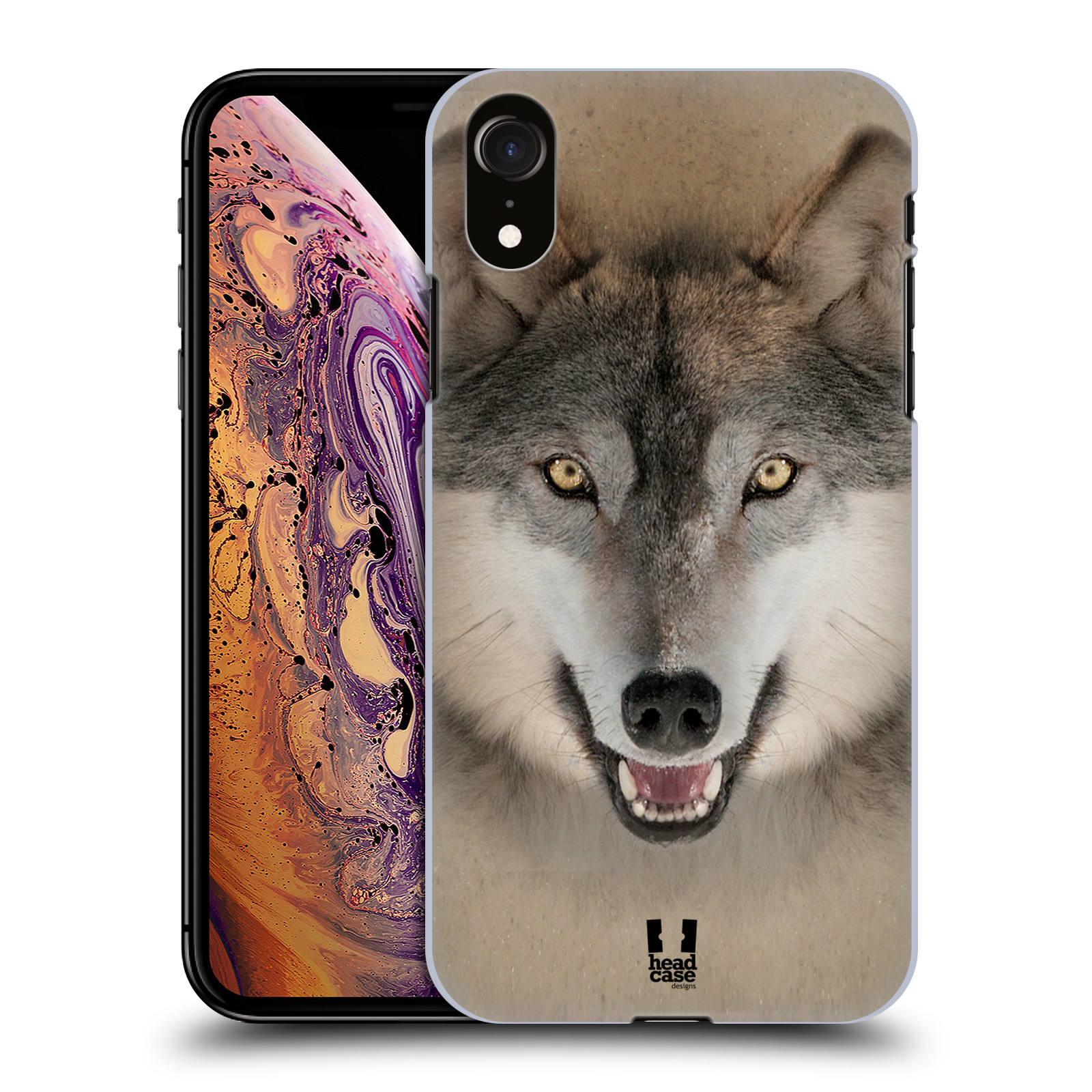 HEAD CASE plastový obal na mobil Apple Iphone XR vzor Zvířecí tváře 2 vlk šedý