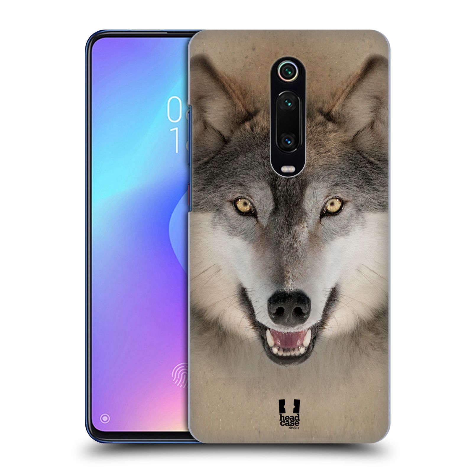 Pouzdro na mobil Xiaomi Mi 9T PRO - HEAD CASE - vzor Zvířecí tváře 2 vlk šedý
